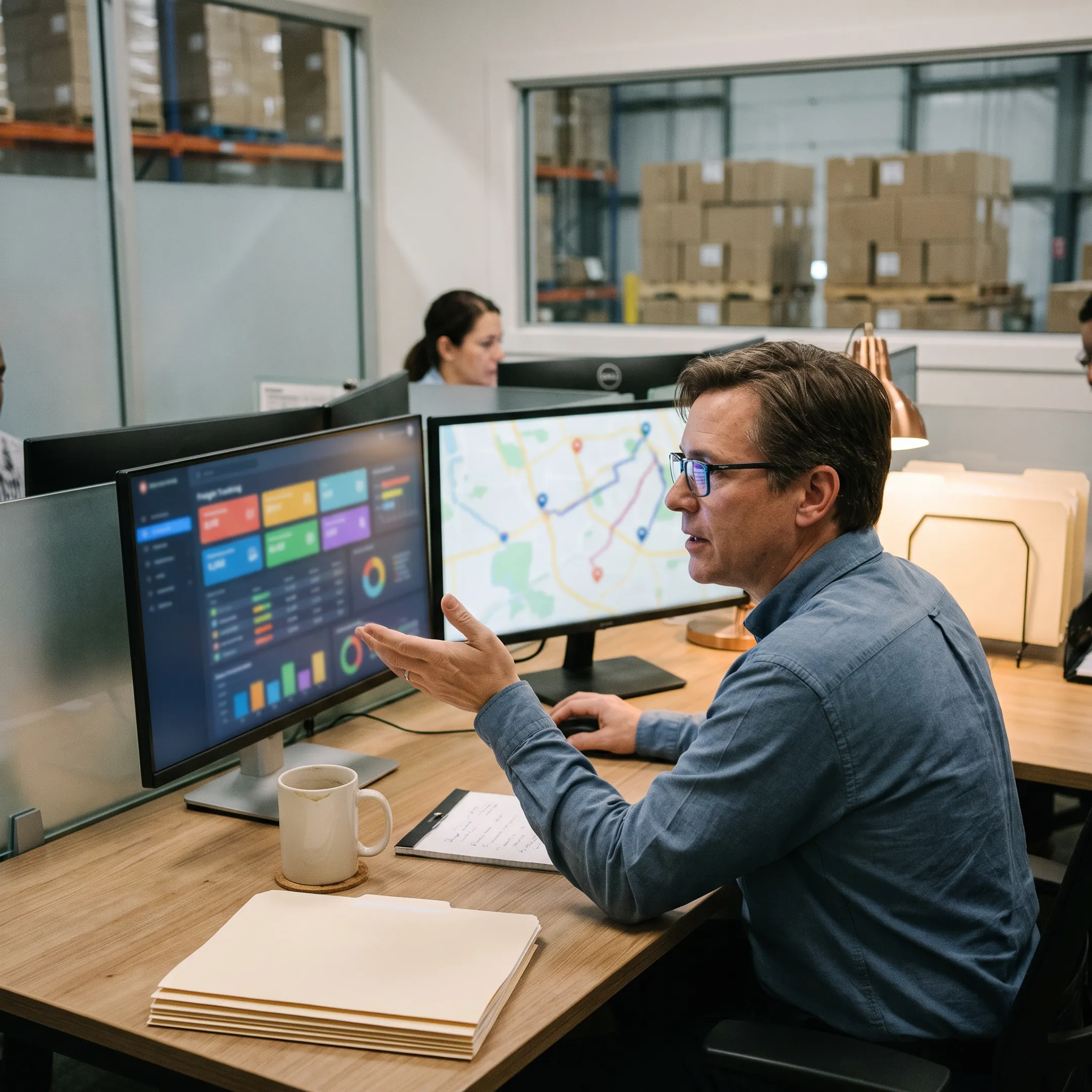 Logistics coordinator tracking LTL freight shipments