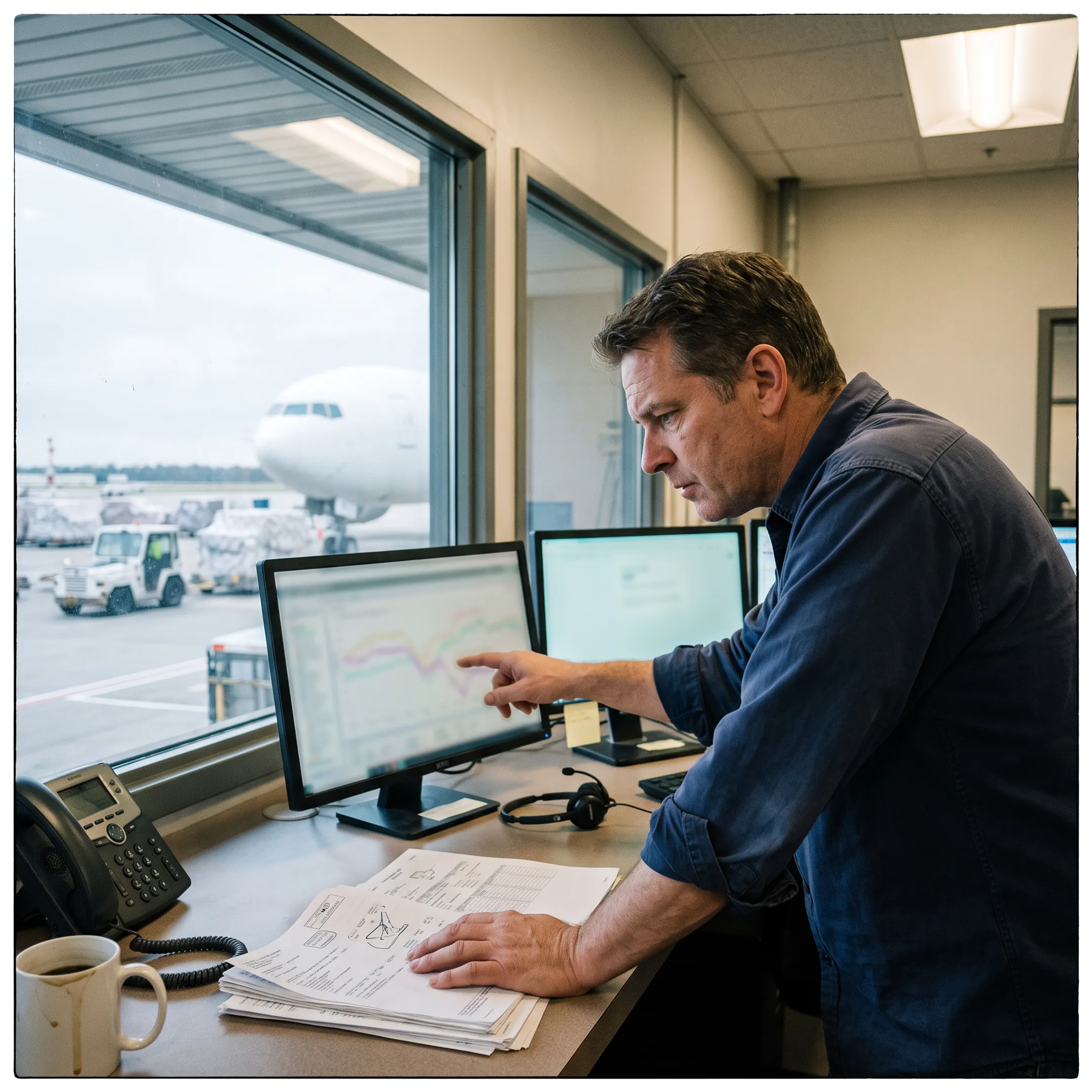 Logistics coordinator tracking air freight shipments