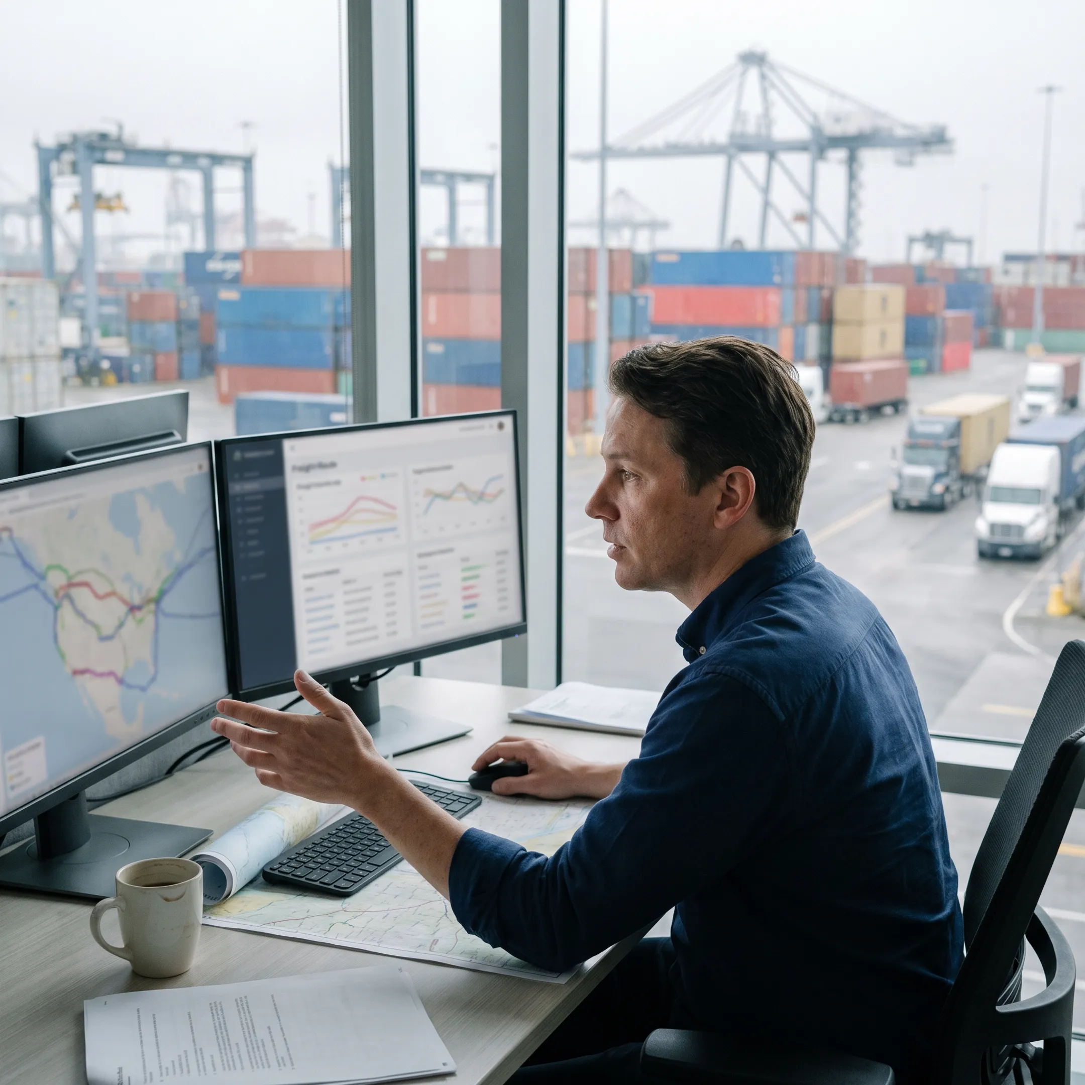 Freight coordinator tracking Seattle shipments