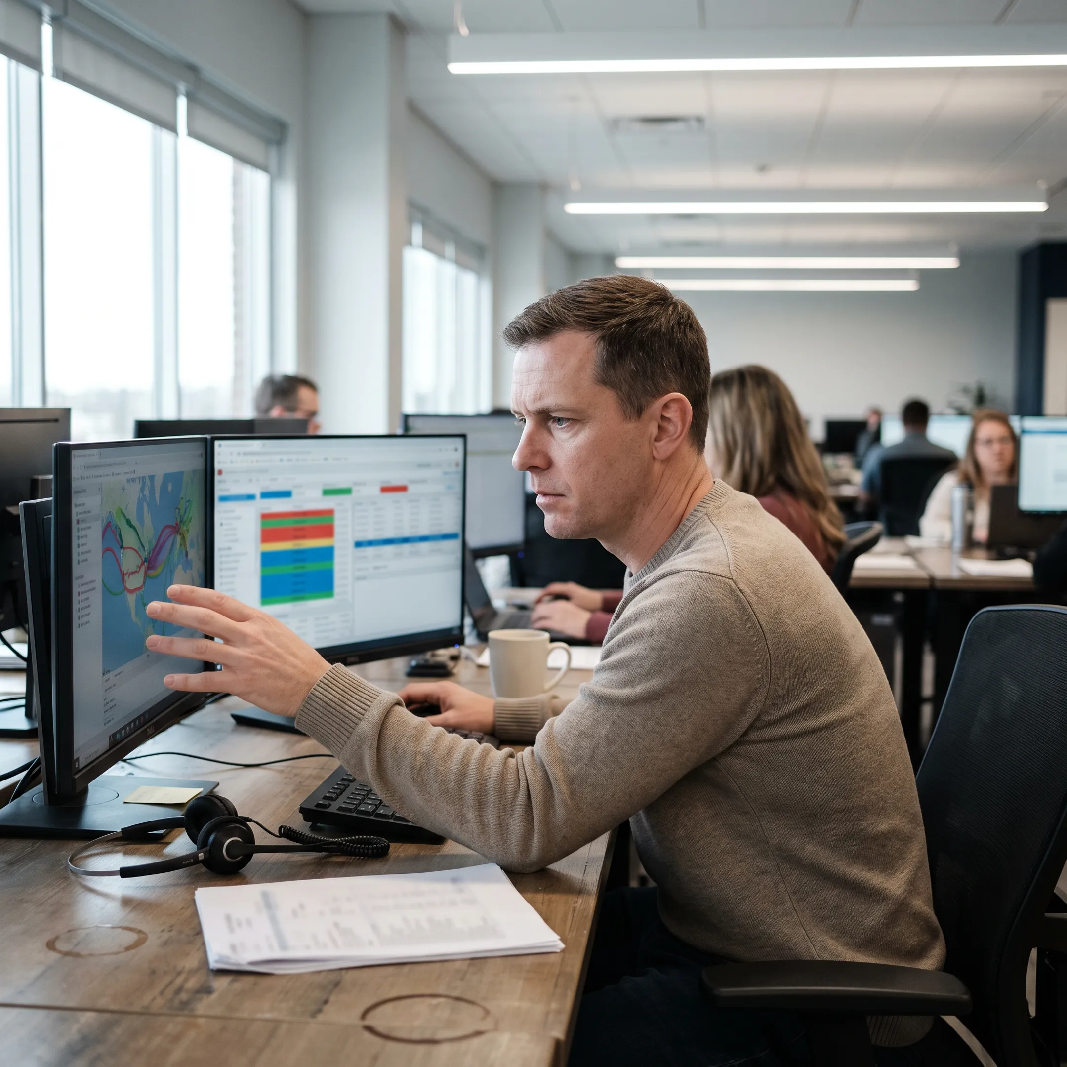 Logistics coordinator tracking LTL freight shipments