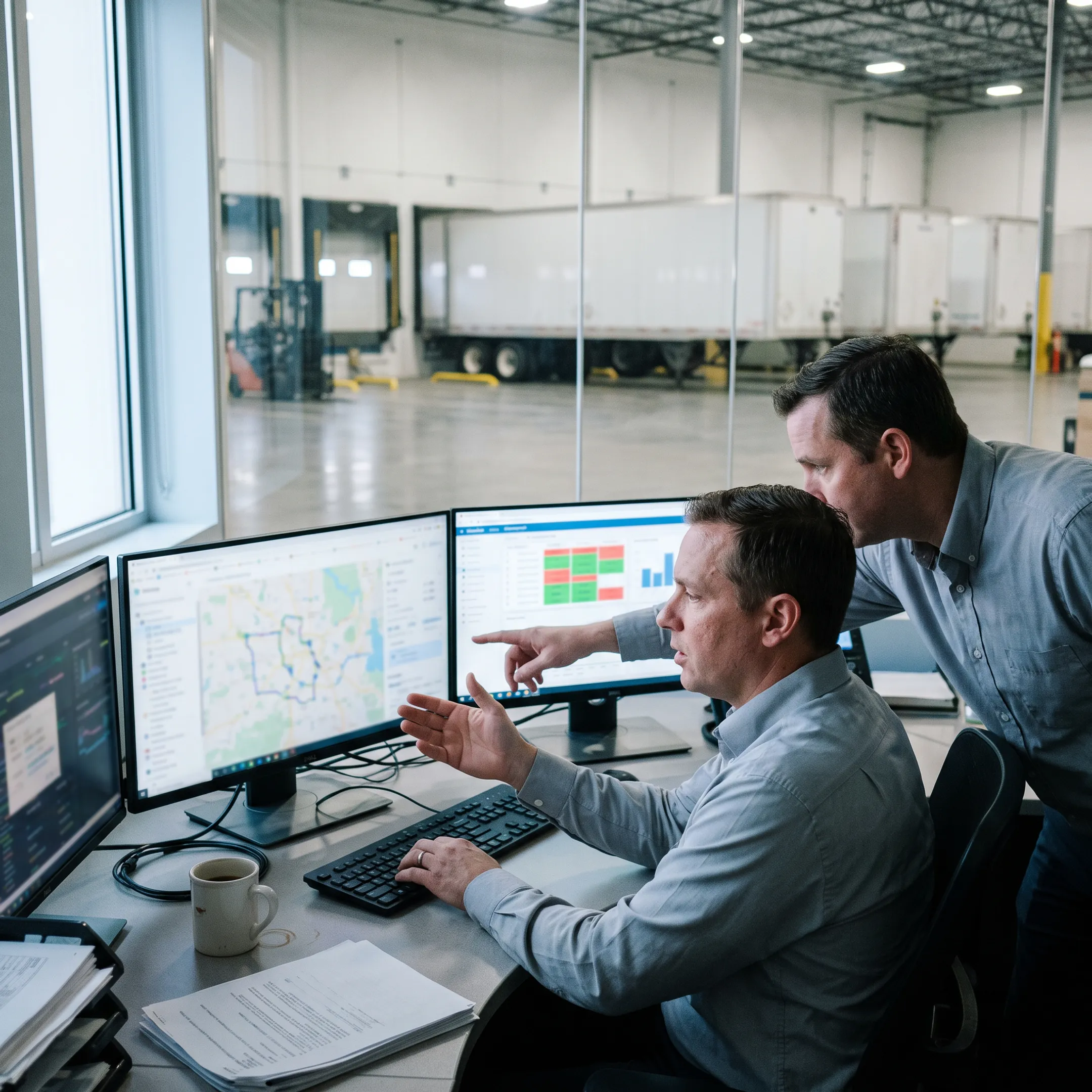 Logistics team coordinating freight shipments