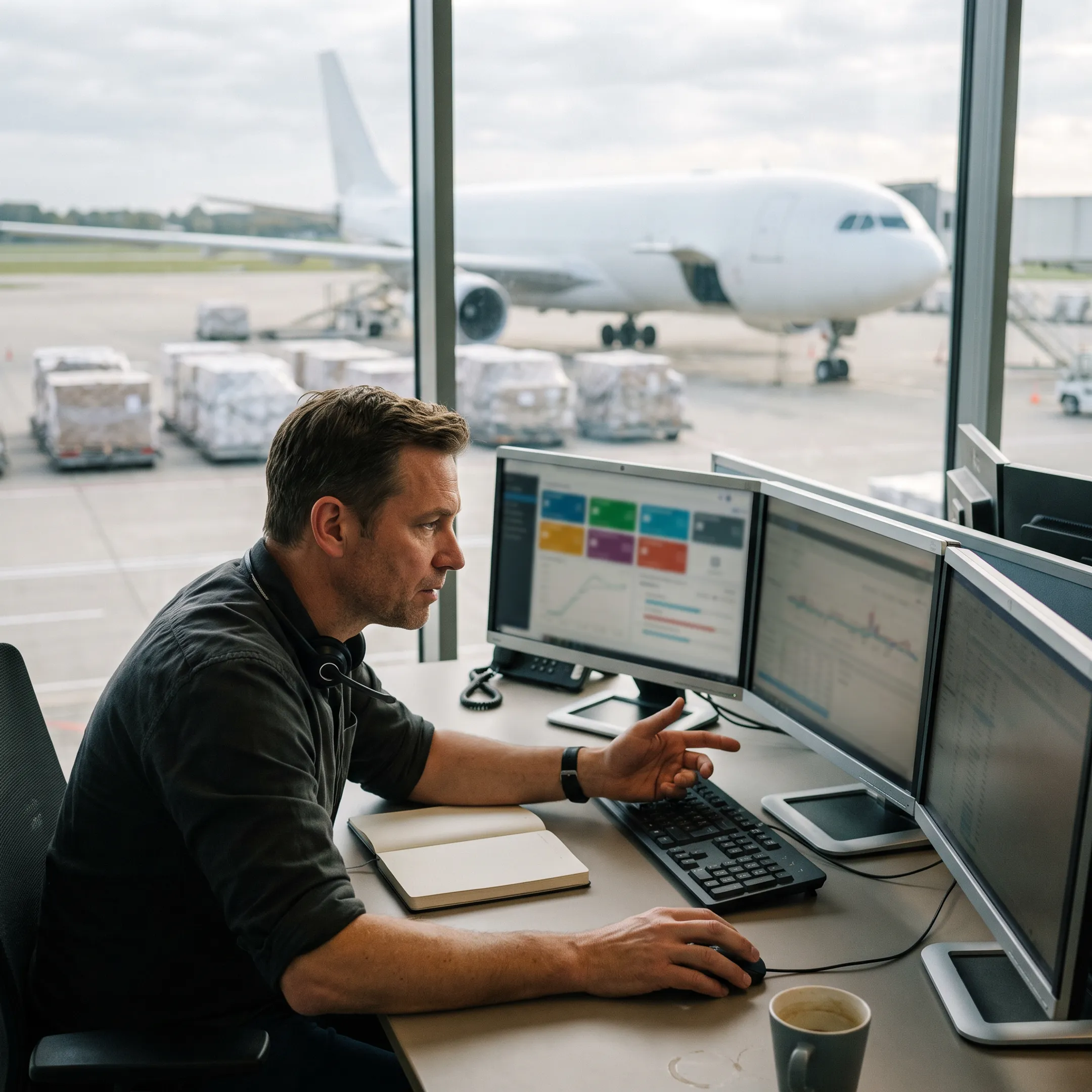 Logistics coordinator tracking same day air freight