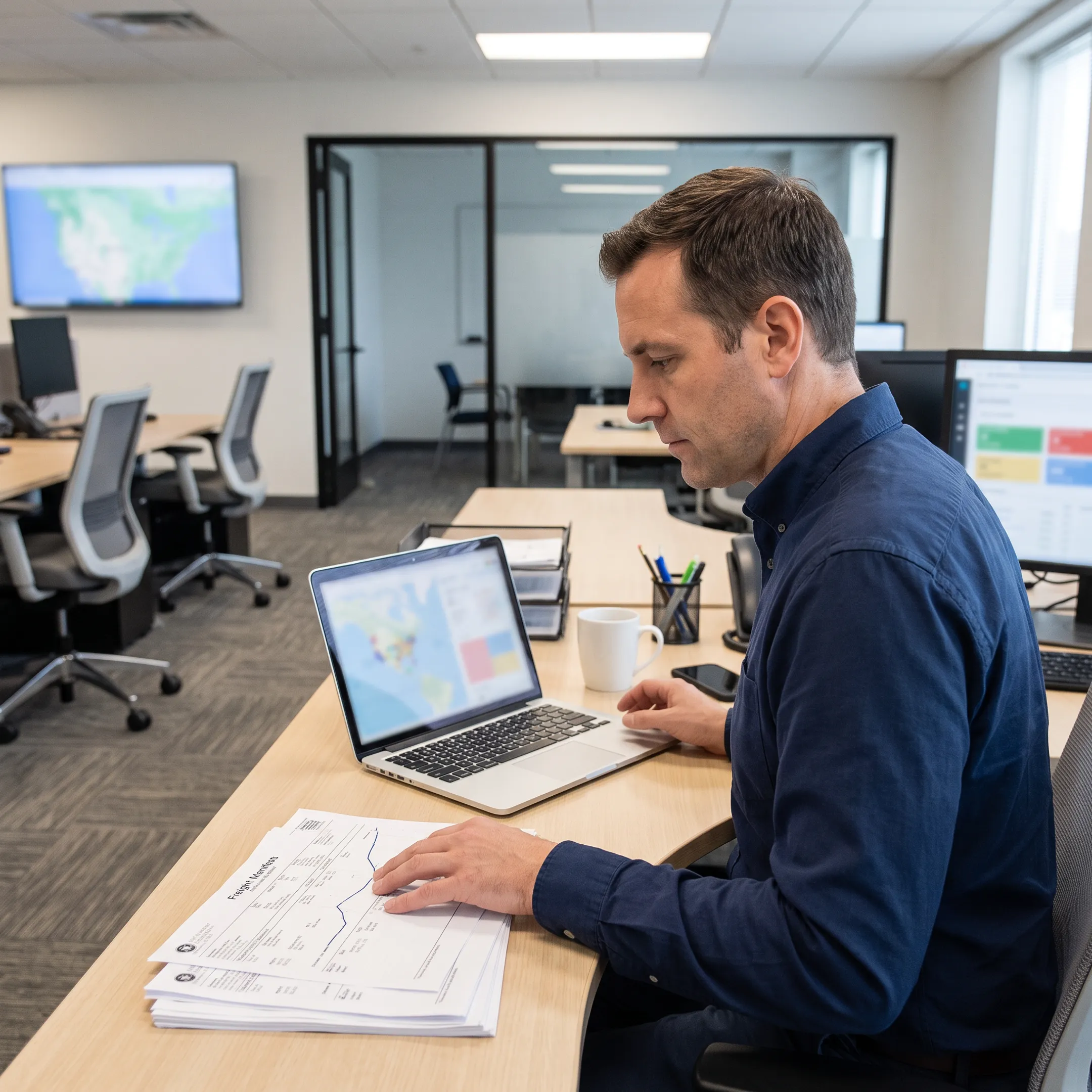 Logistics coordinator planning freight shipment