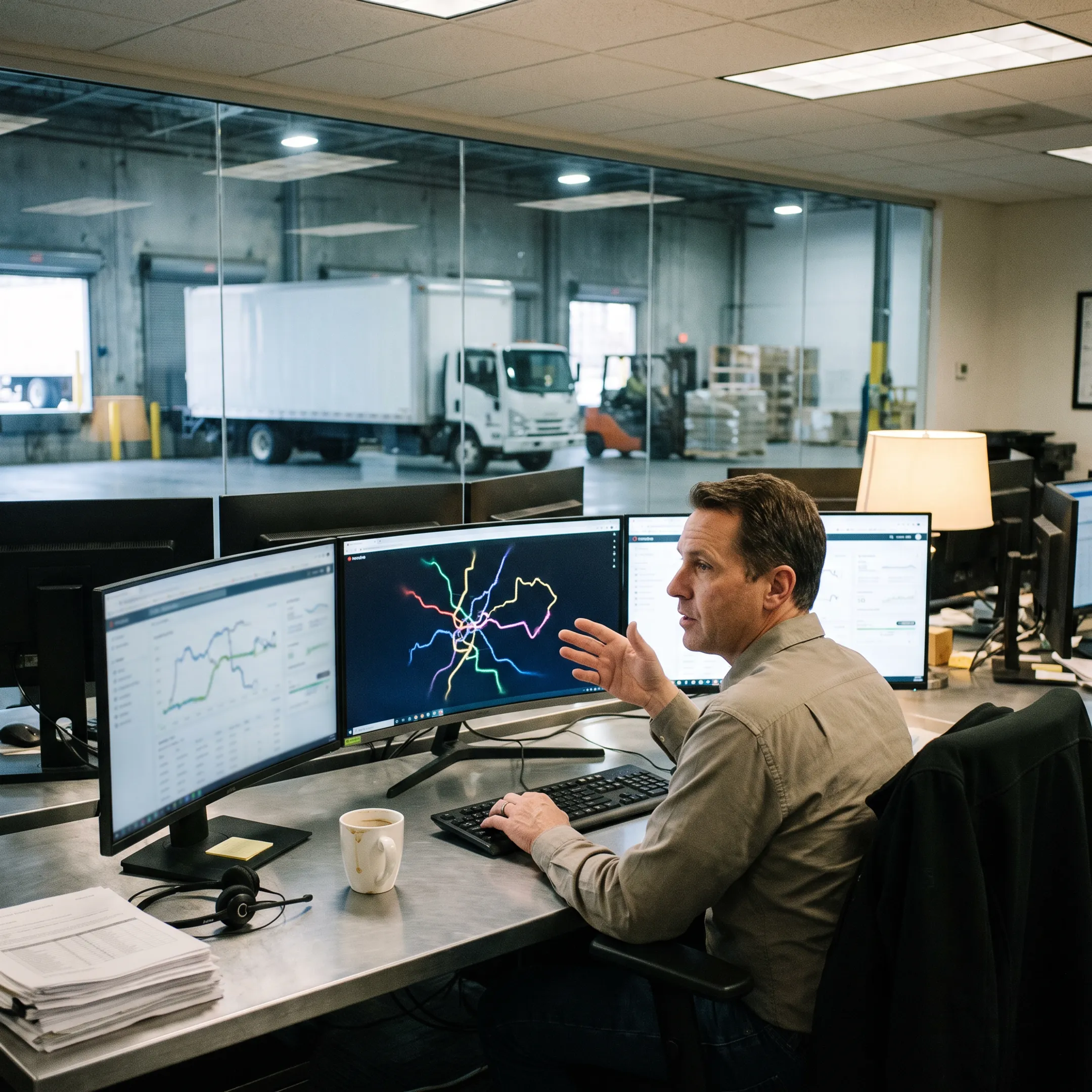Logistics coordinator tracking freight shipments