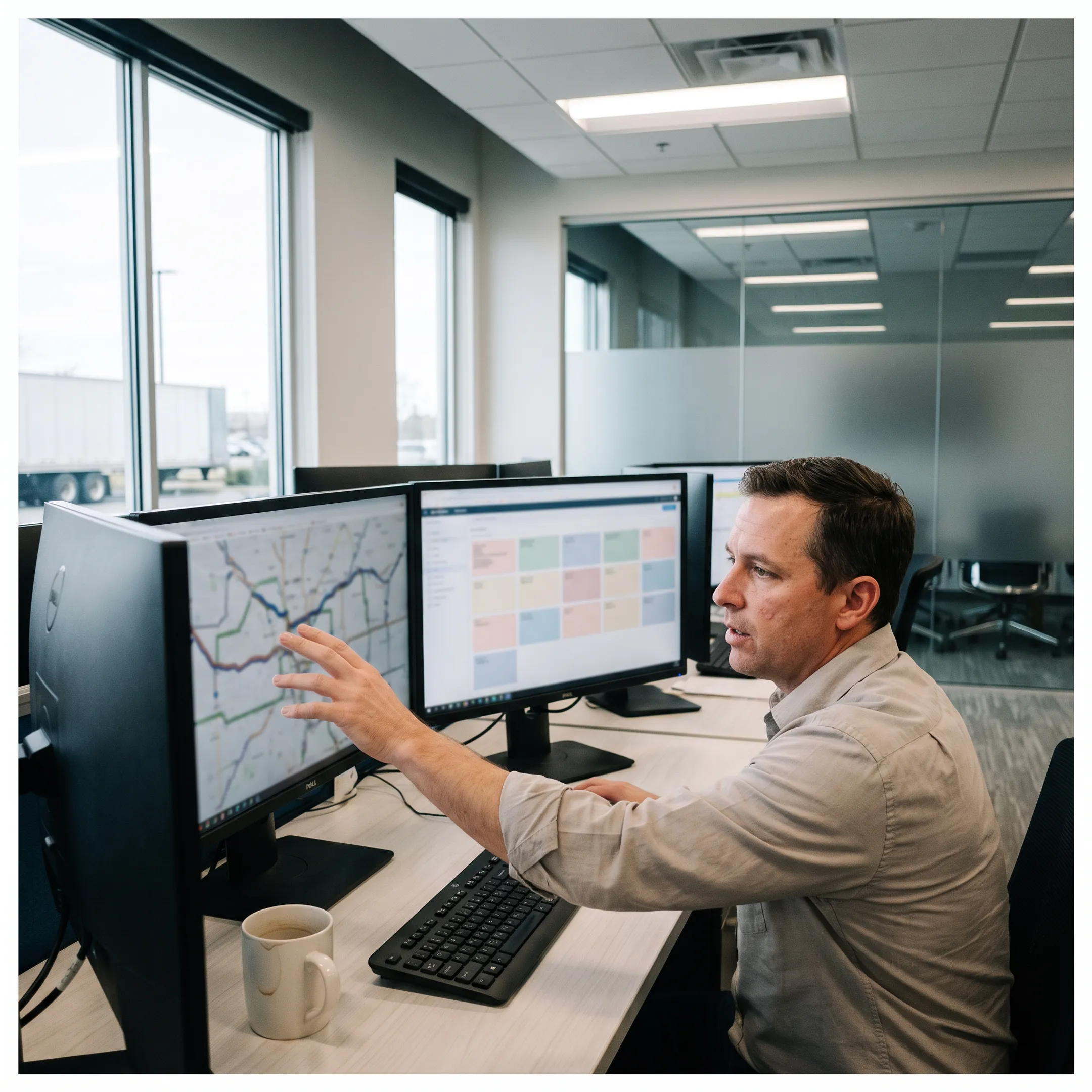 Logistics coordinator tracking dry van freight