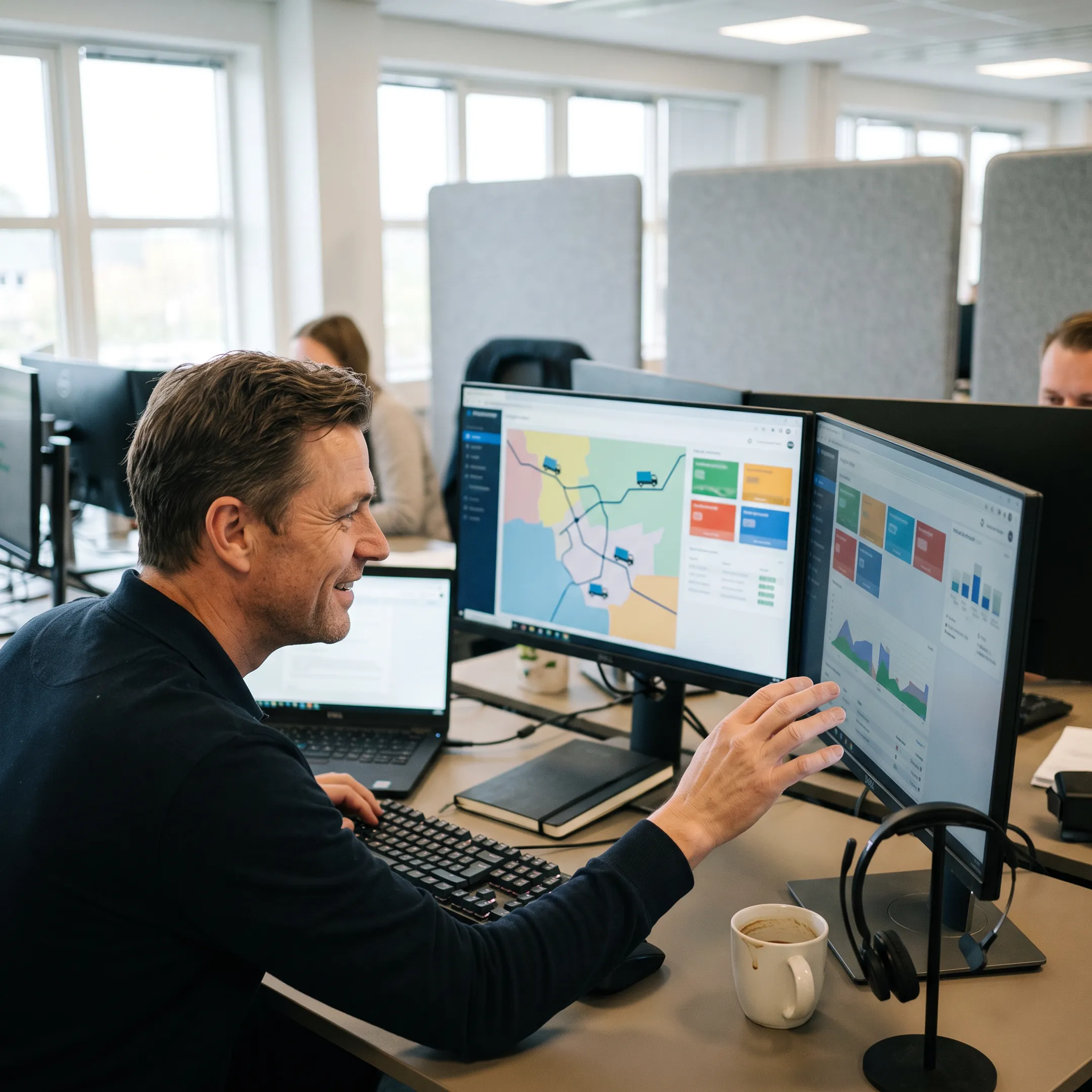 Logistics coordinator tracking freight shipment