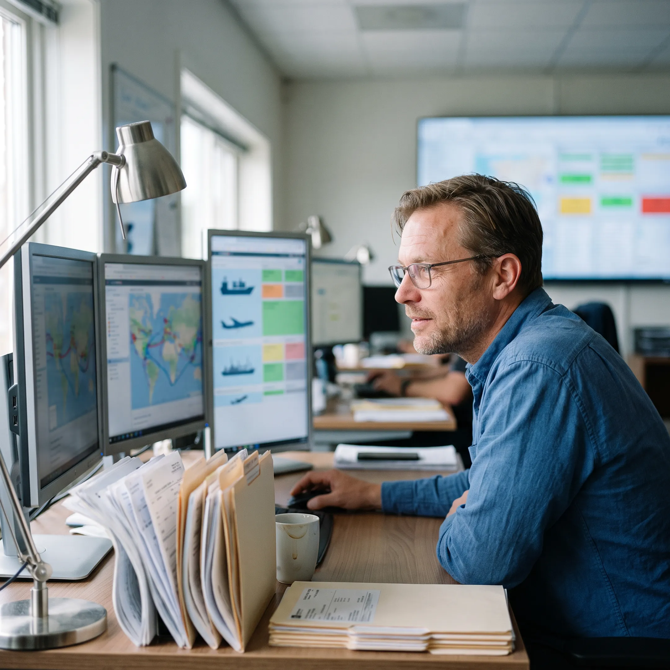 Logistics coordinator managing international cargo shipments