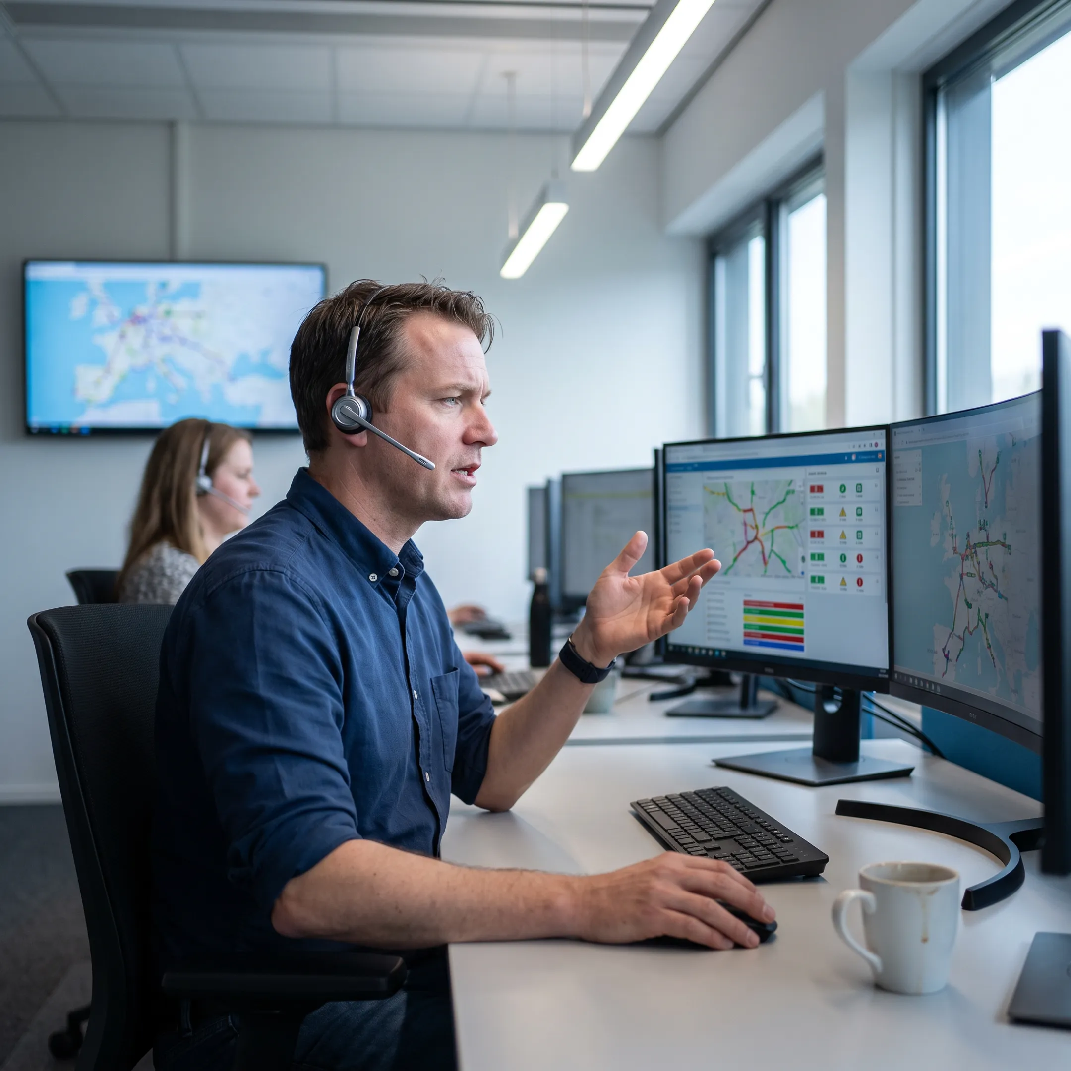 Logistics coordinator tracking freight shipments