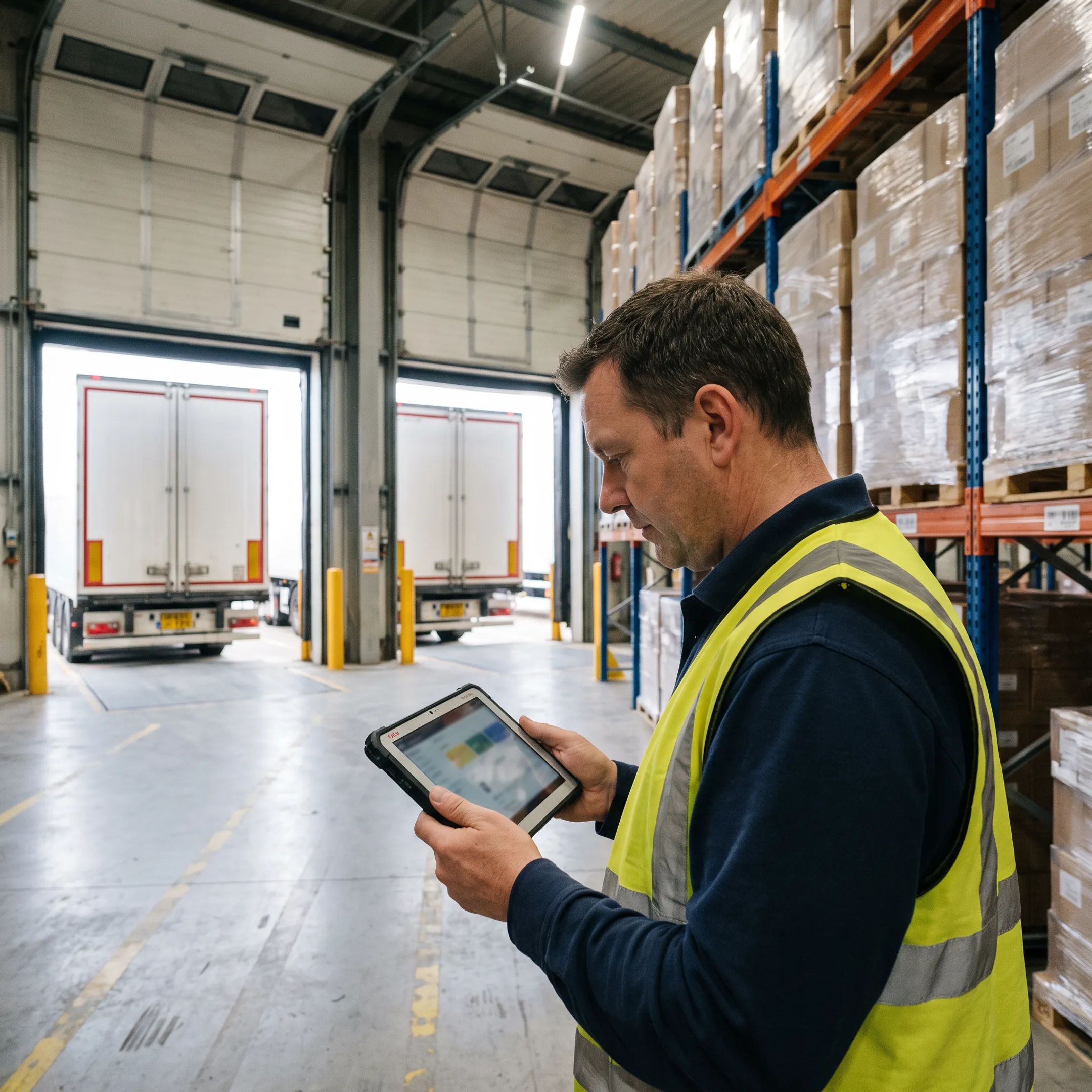 Logistics coordinator reviewing retail shipment tracking