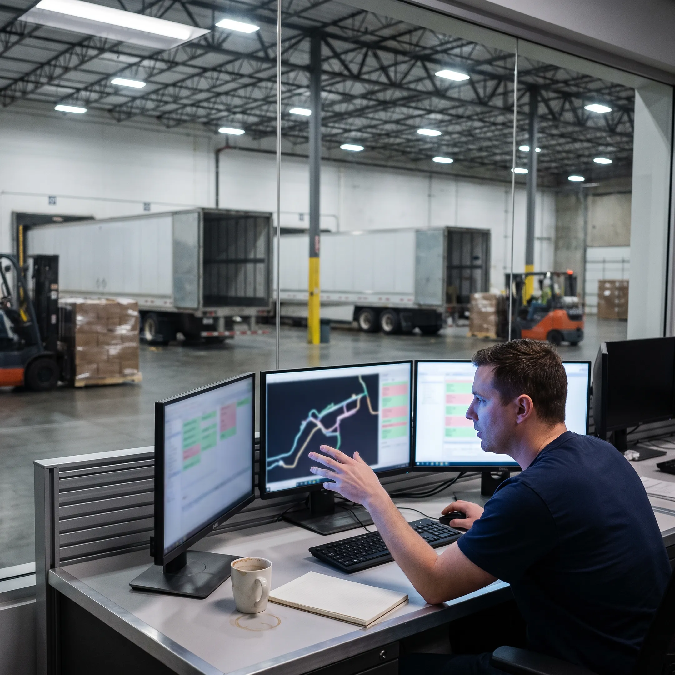 Logistics coordinator tracking last mile freight