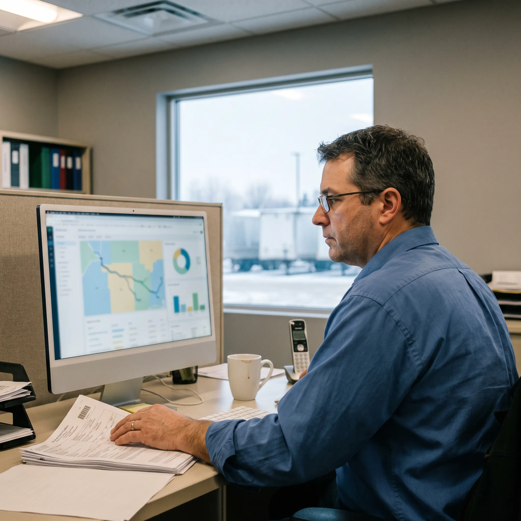 Logistics coordinator tracking cross-border freight