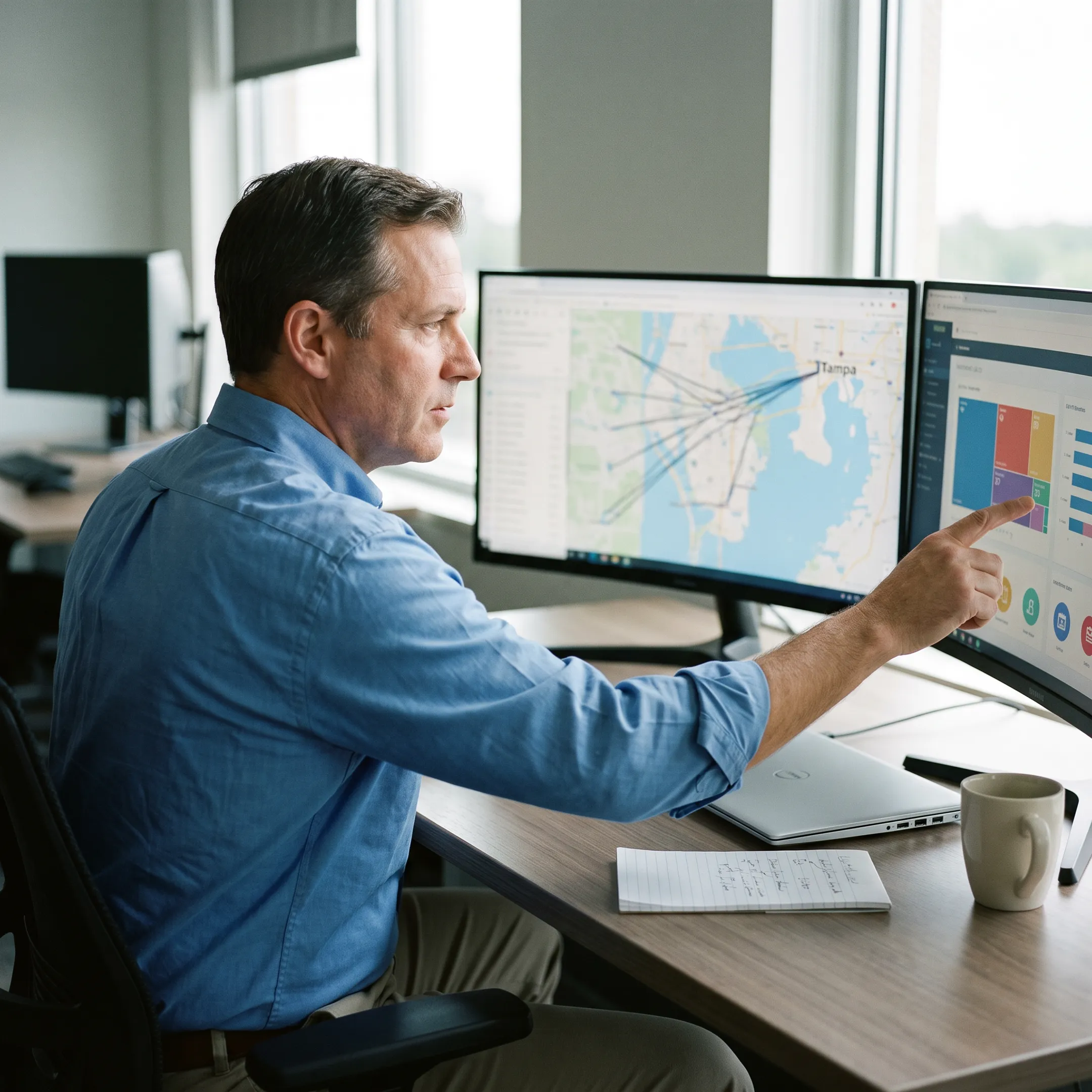 Logistics coordinator planning freight routes