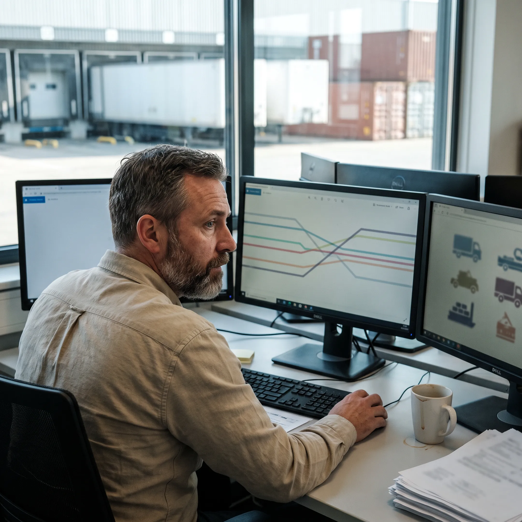 Logistics coordinator planning multimodal freight routes