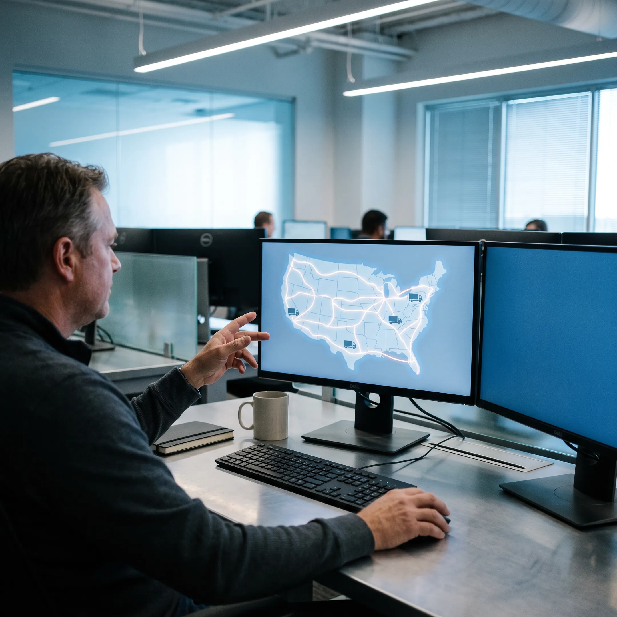 Logistics coordinator tracking freight shipments