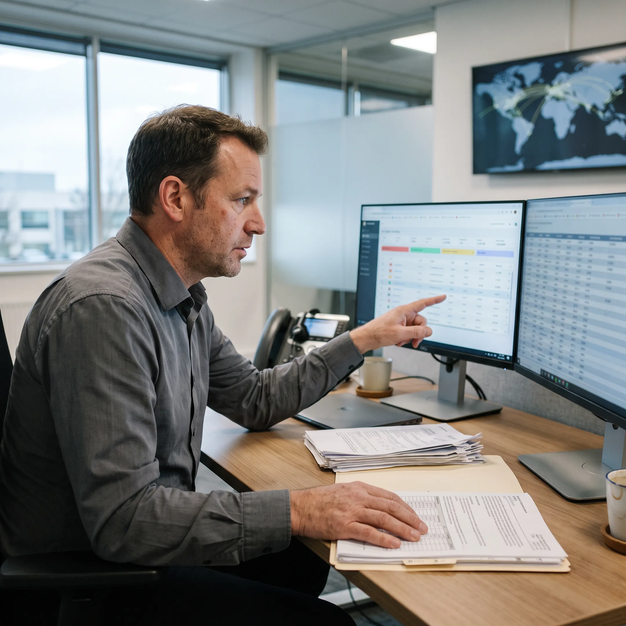 Logistics coordinator tracking air cargo shipment