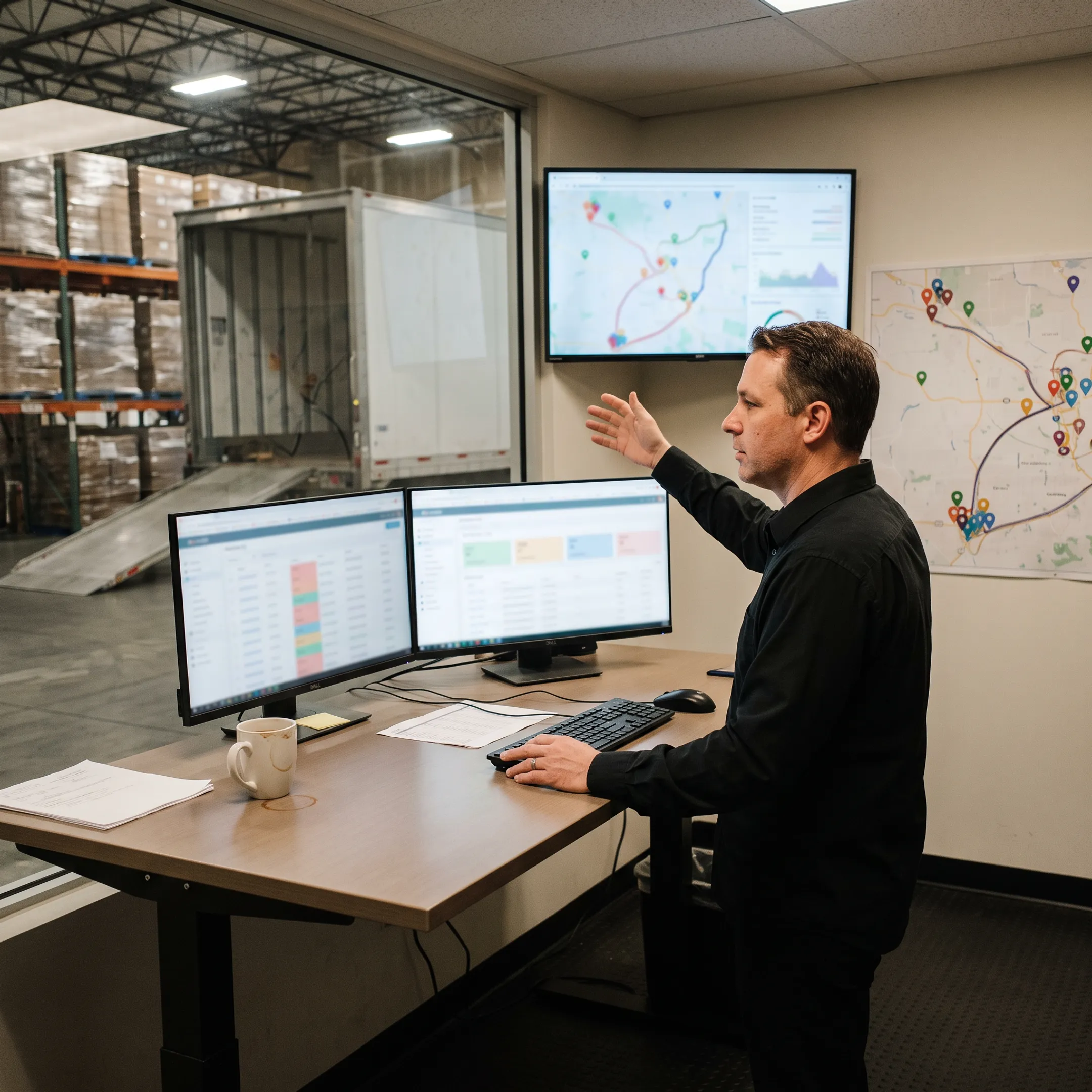 Logistics coordinator tracking freight shipments