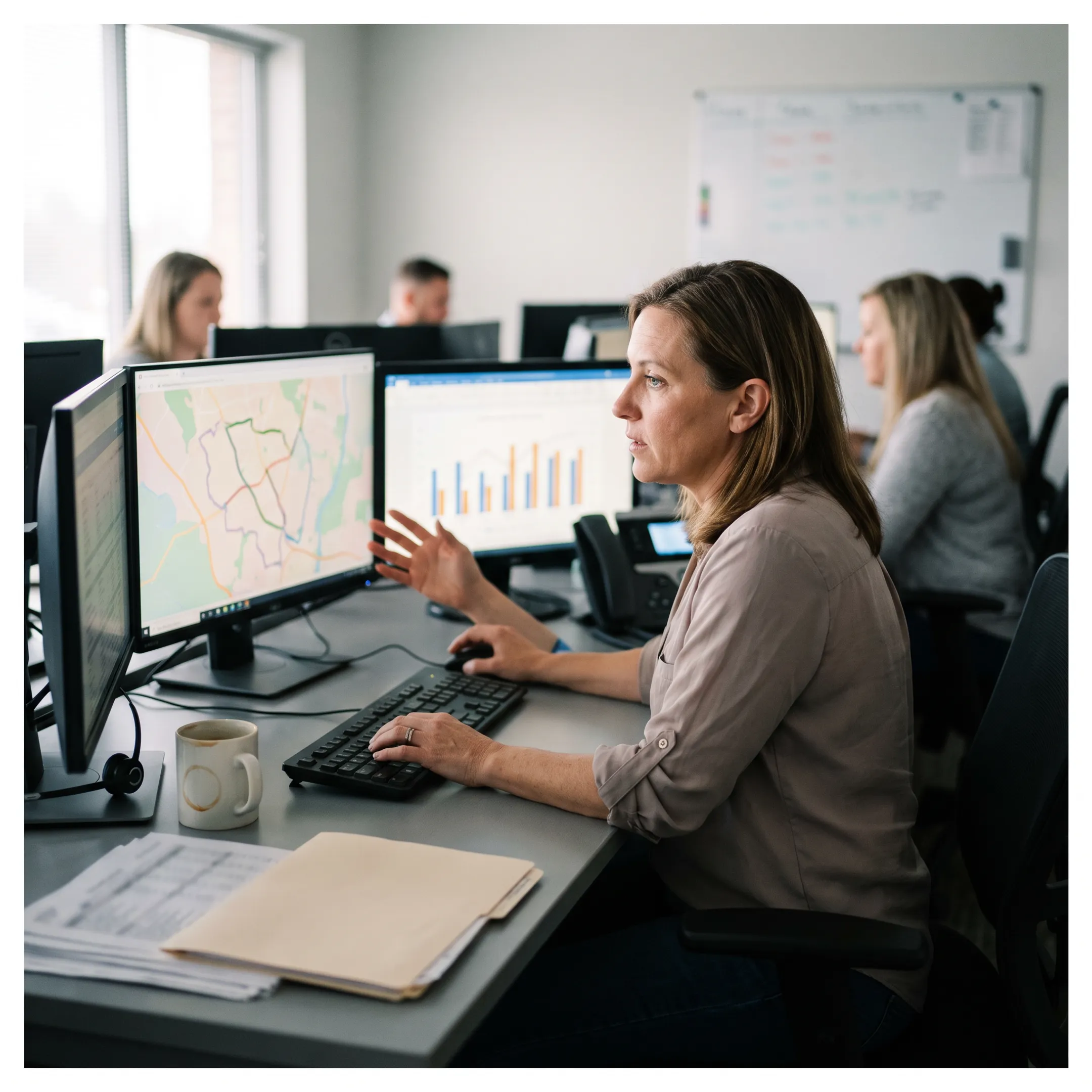 Logistics coordinator planning freight shipment