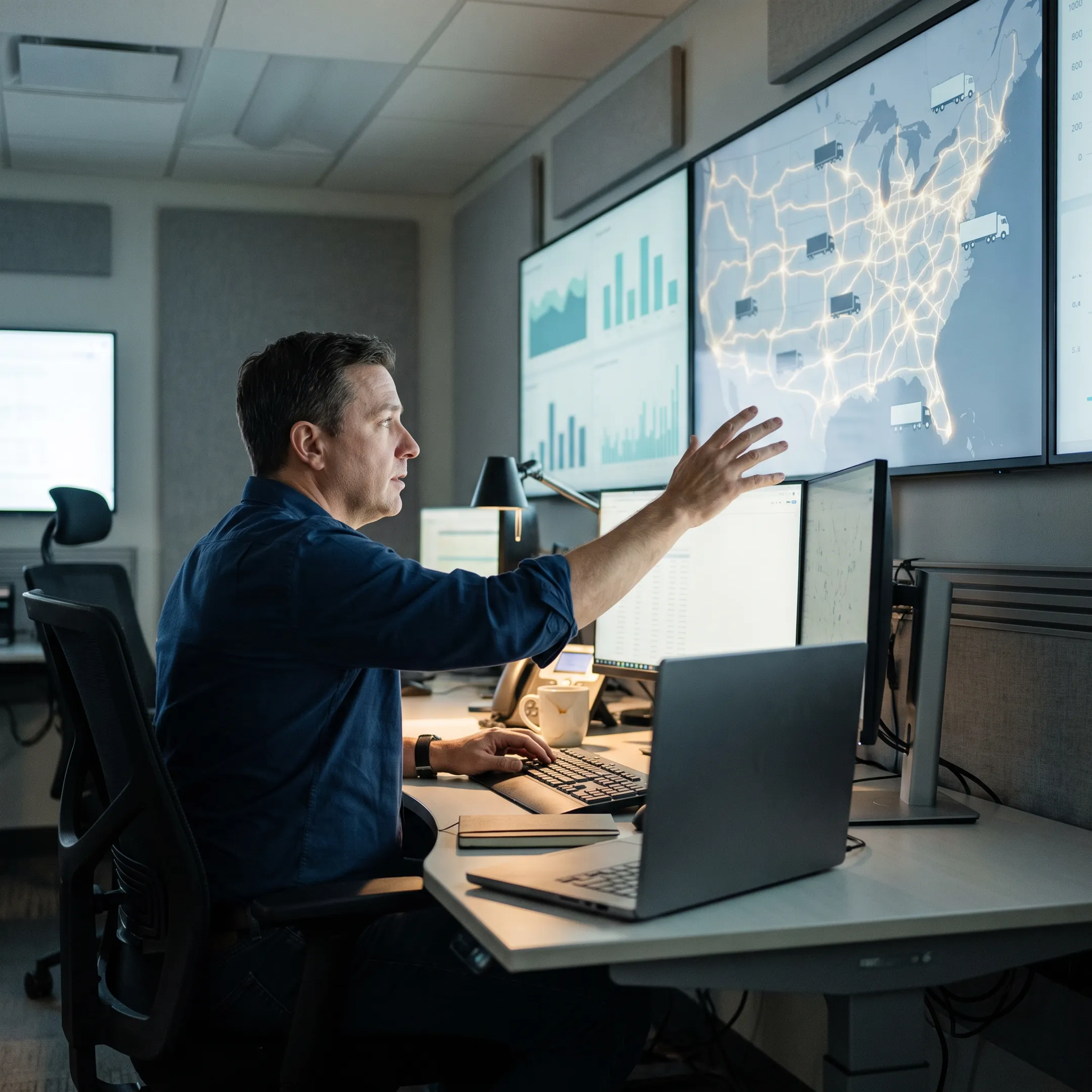 Logistics coordinator tracking long haul freight