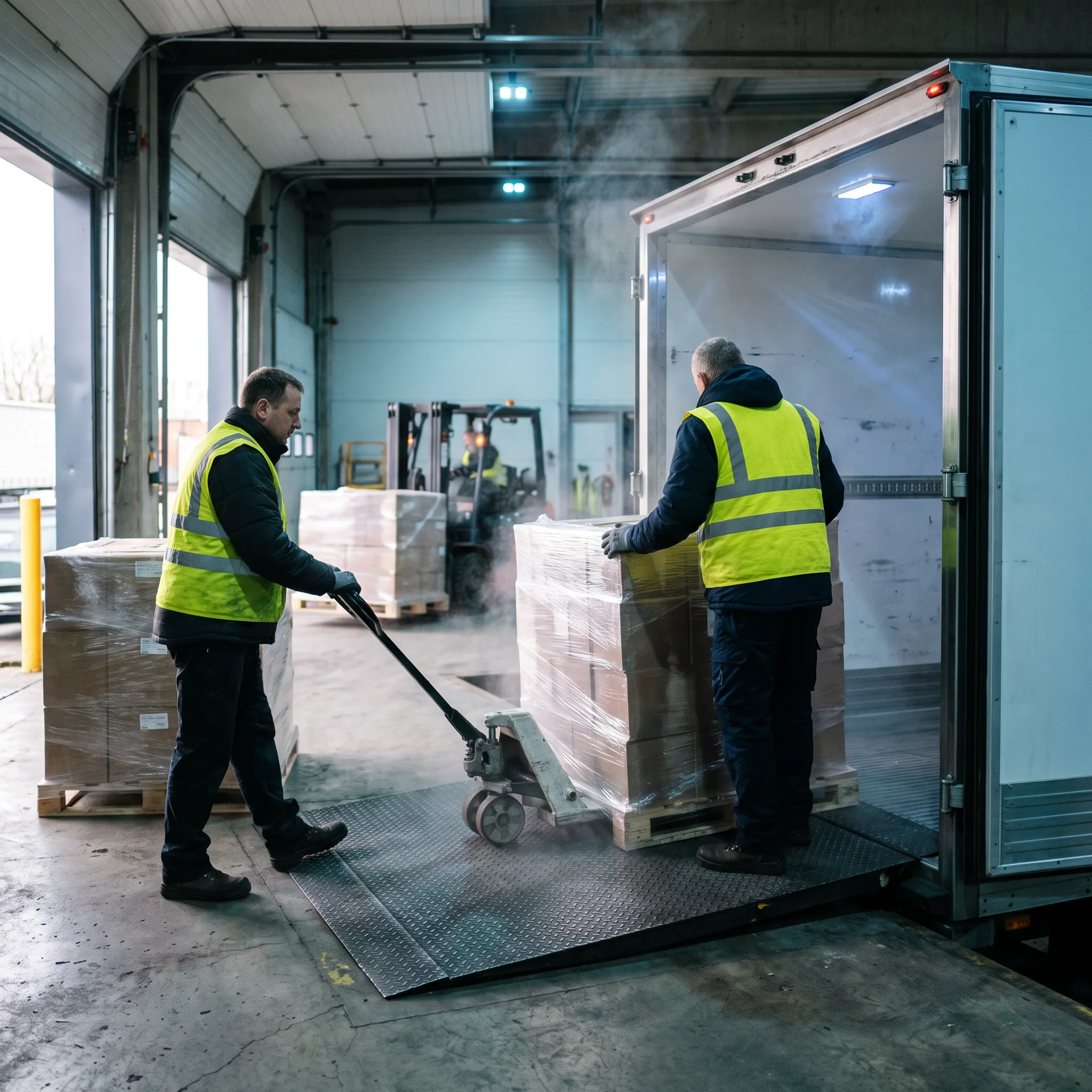 Refrigerated freight being loaded for shipment