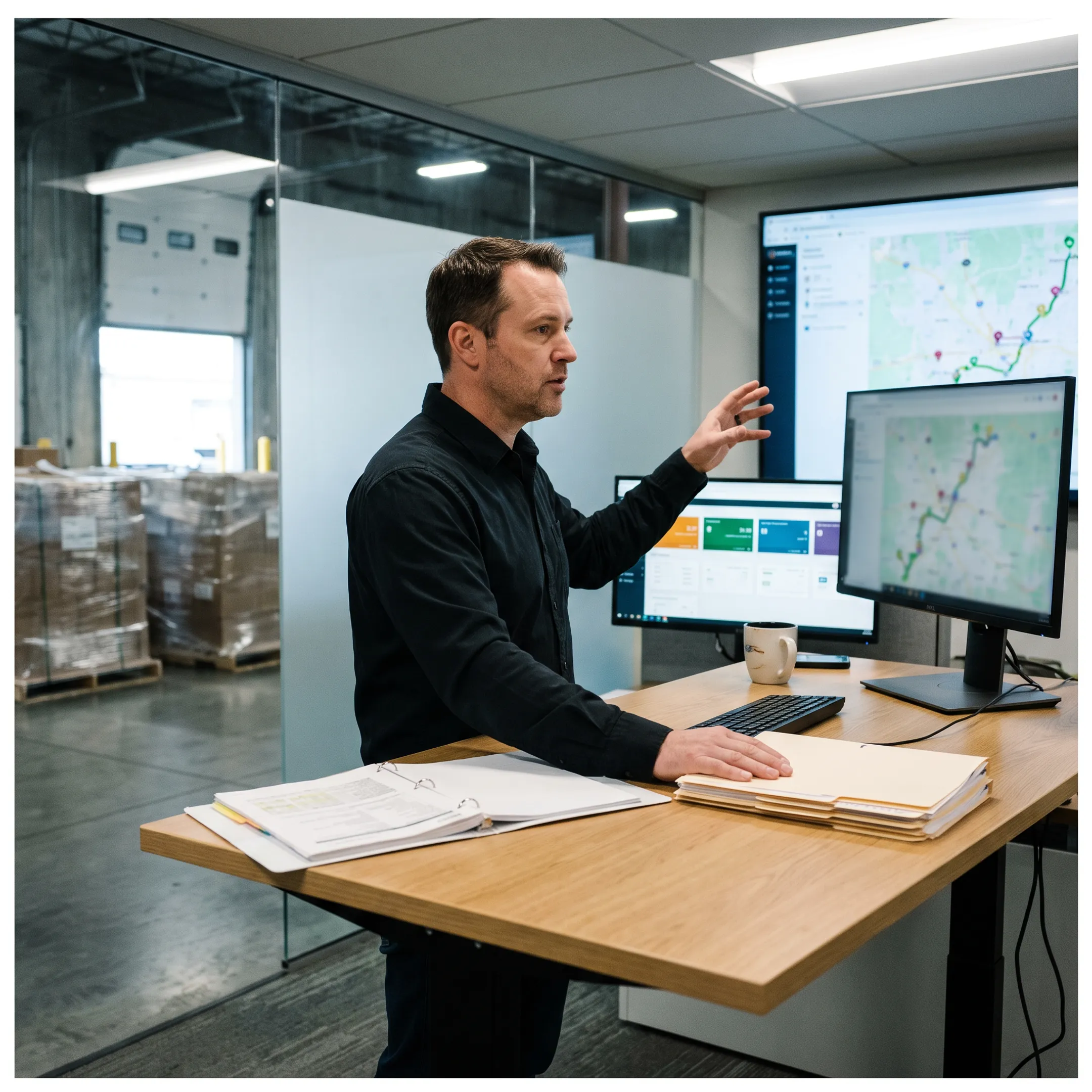 Logistics coordinator tracking Canada-bound freight