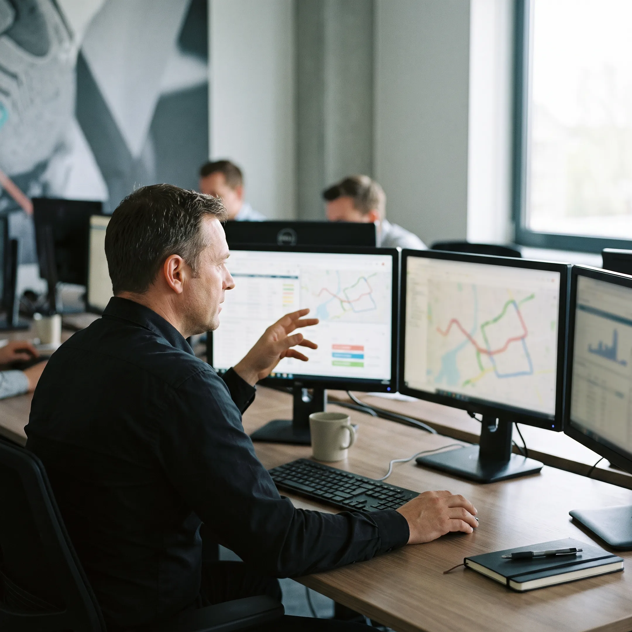 Logistics coordinator tracking freight shipments