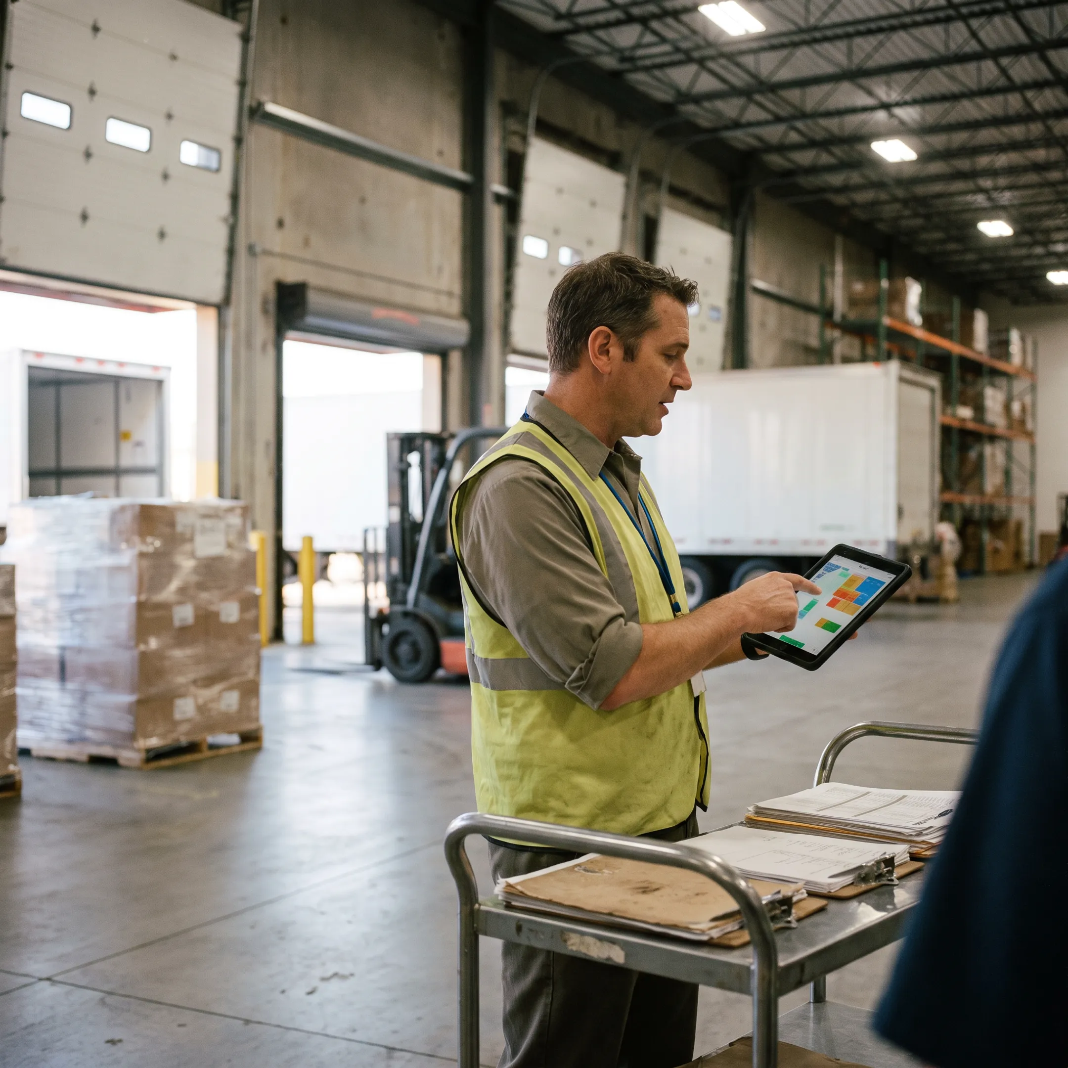 Logistics coordinator tracking freight shipments