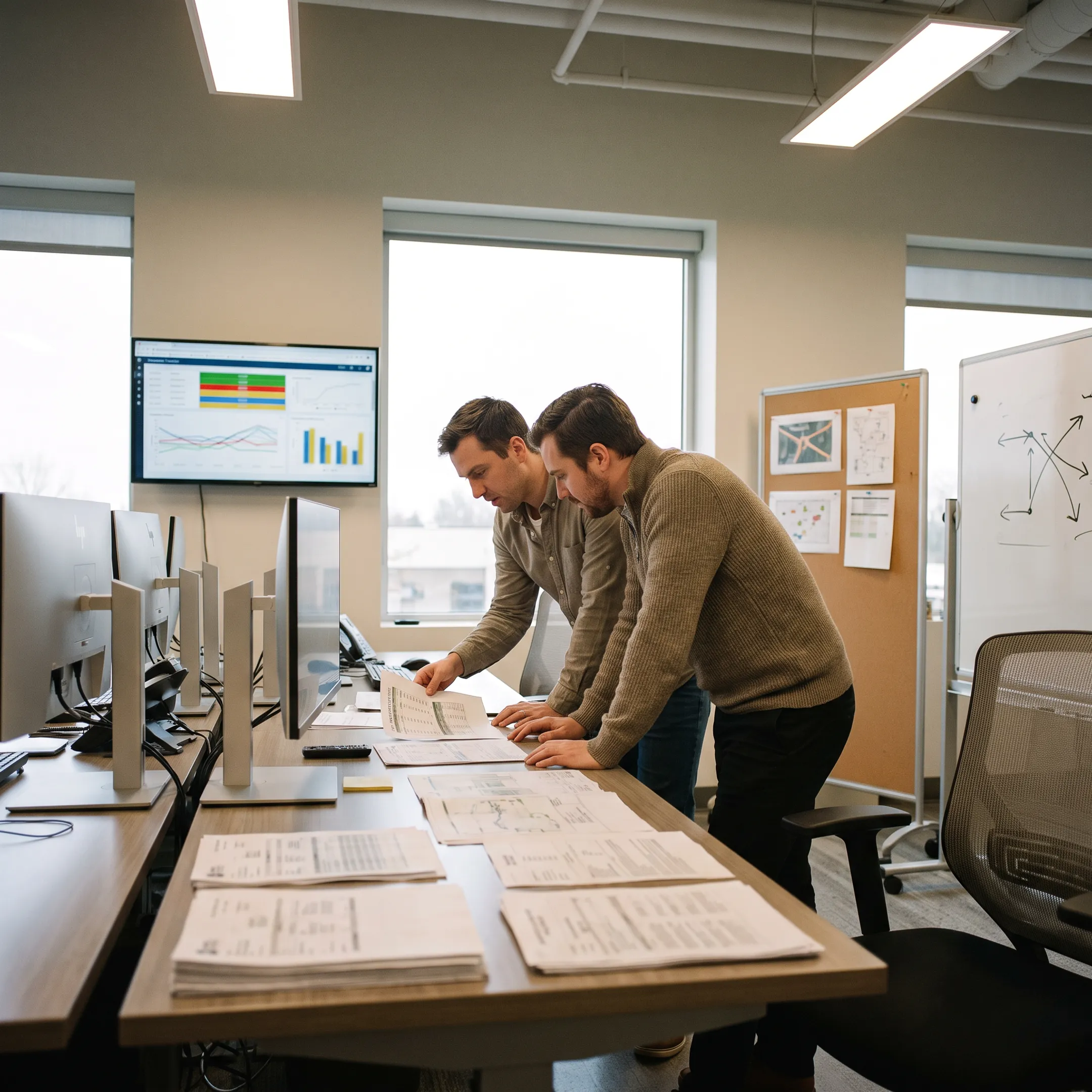 Heavy cargo logistics team planning an oversized shipment