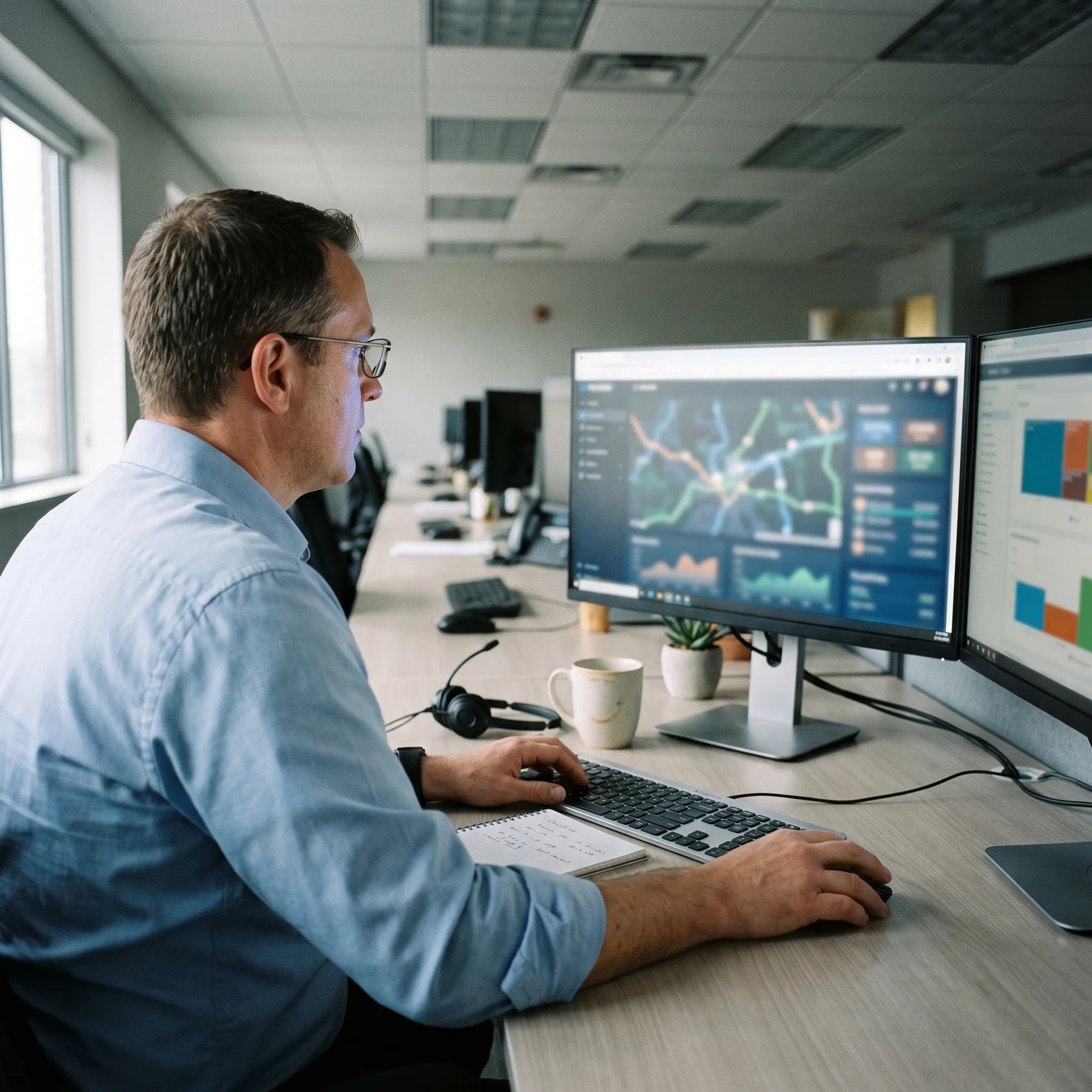 Dispatcher coordinating drayage loads with carrier