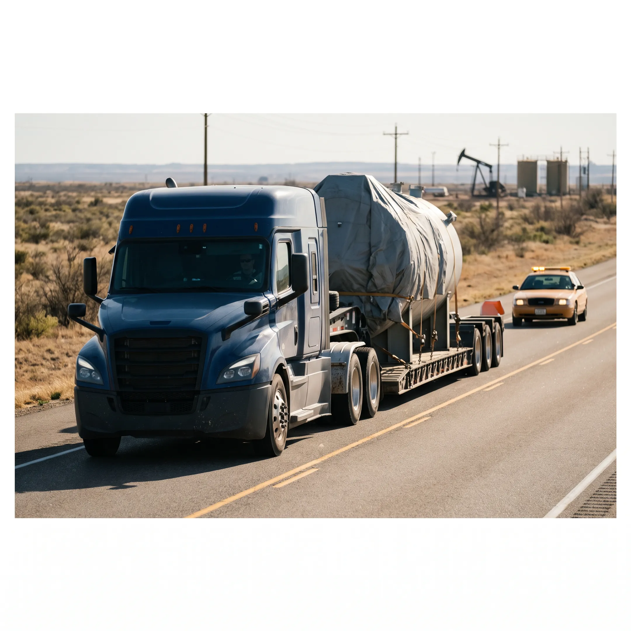Heavy haul truck transporting oversized industrial equipment
