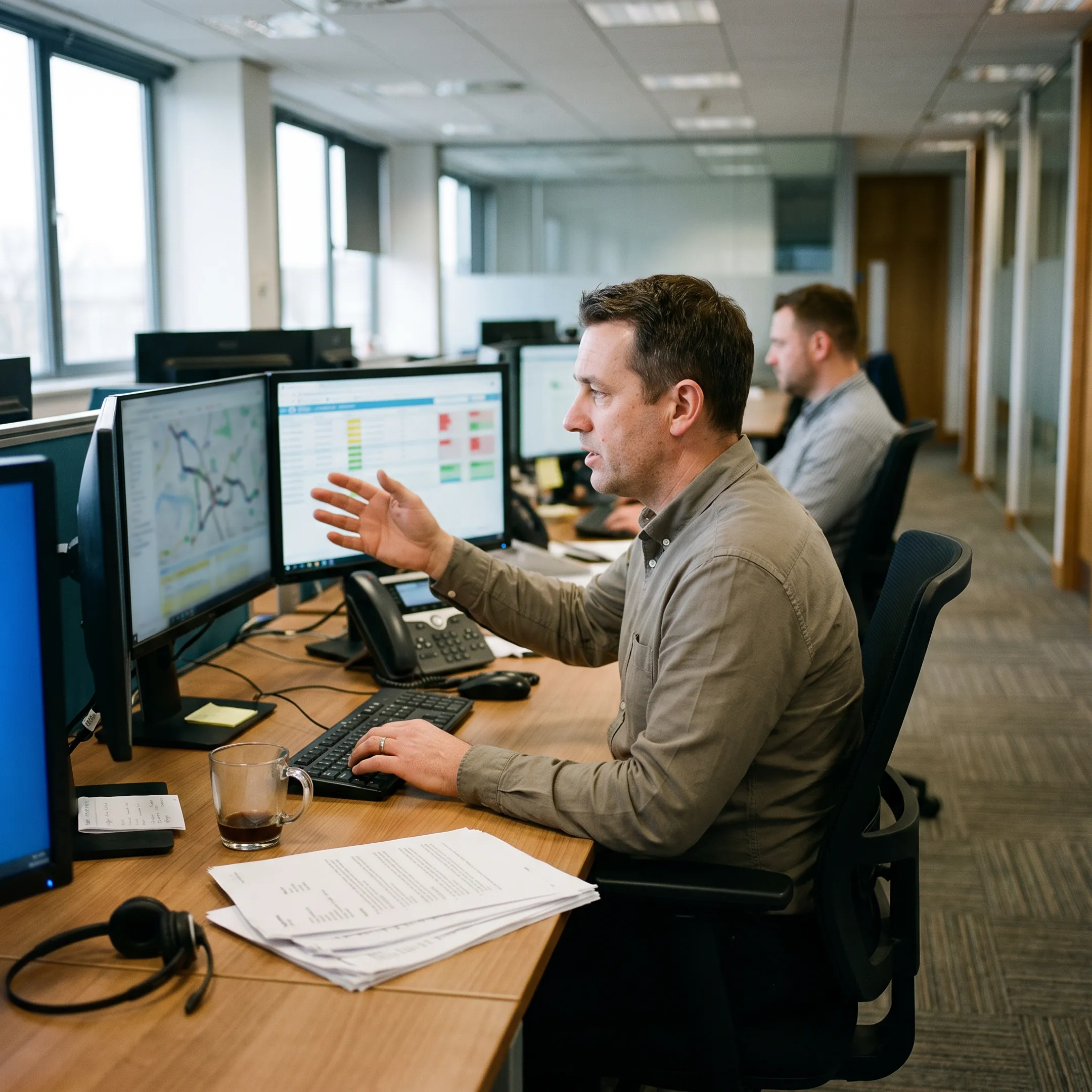 Logistics coordinator tracking specialized freight shipments