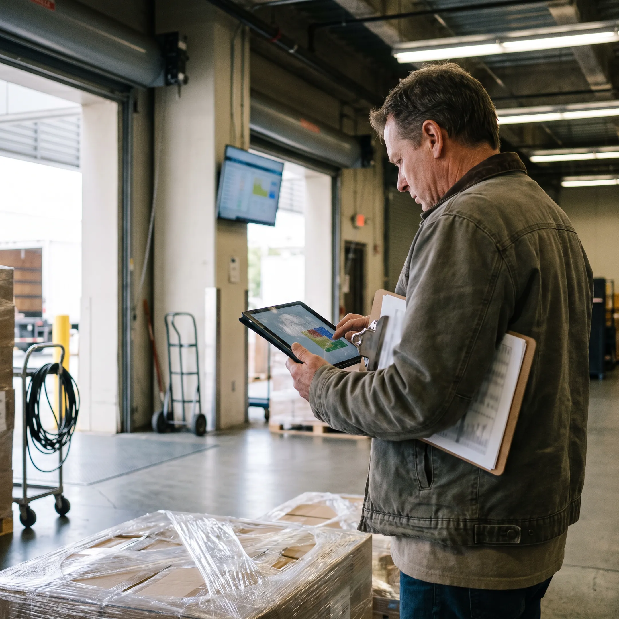 Logistics coordinator tracking tradeshow freight