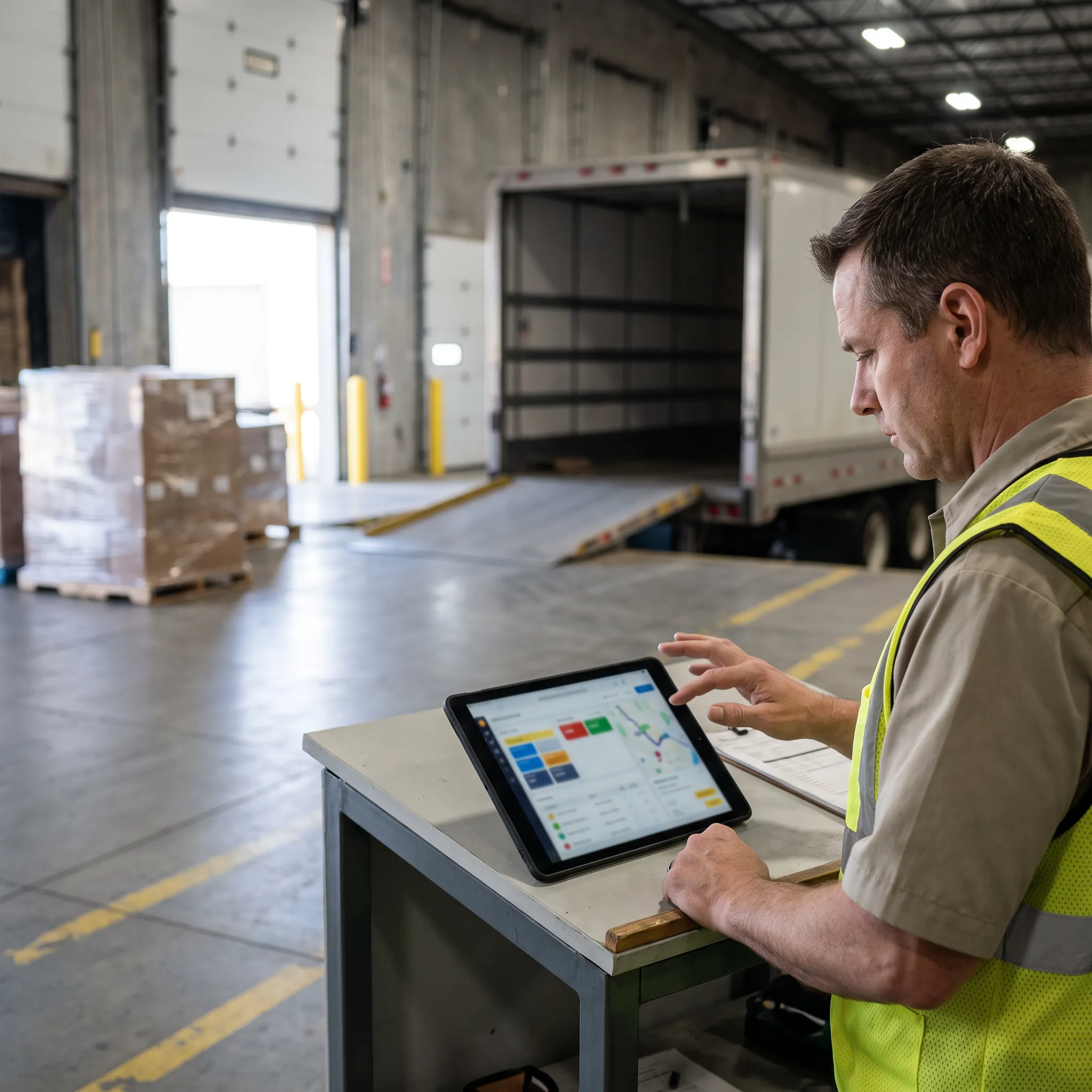 Logistics coordinator tracking freight shipments
