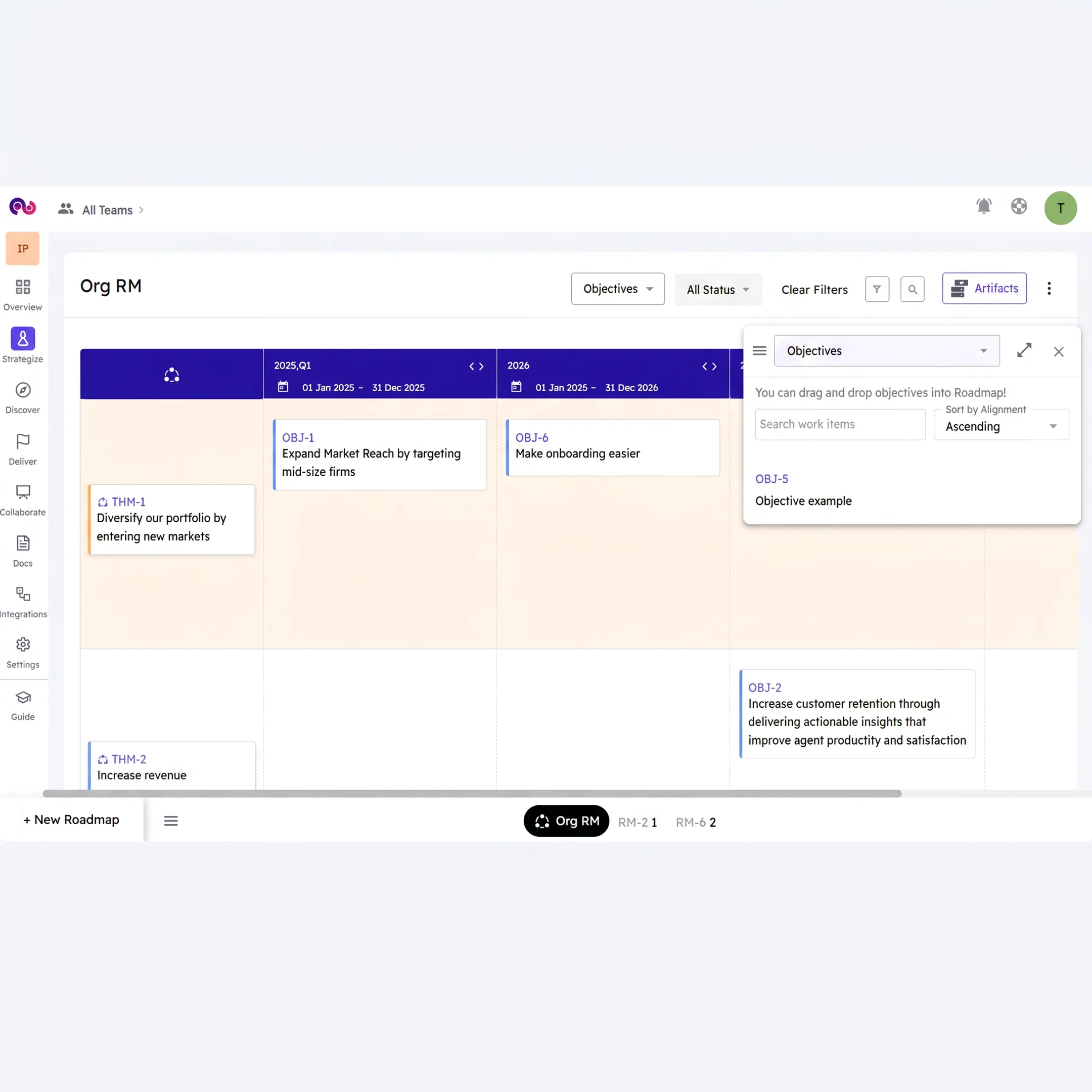 Dashboard showing evidence connected to product decisions and outcomes