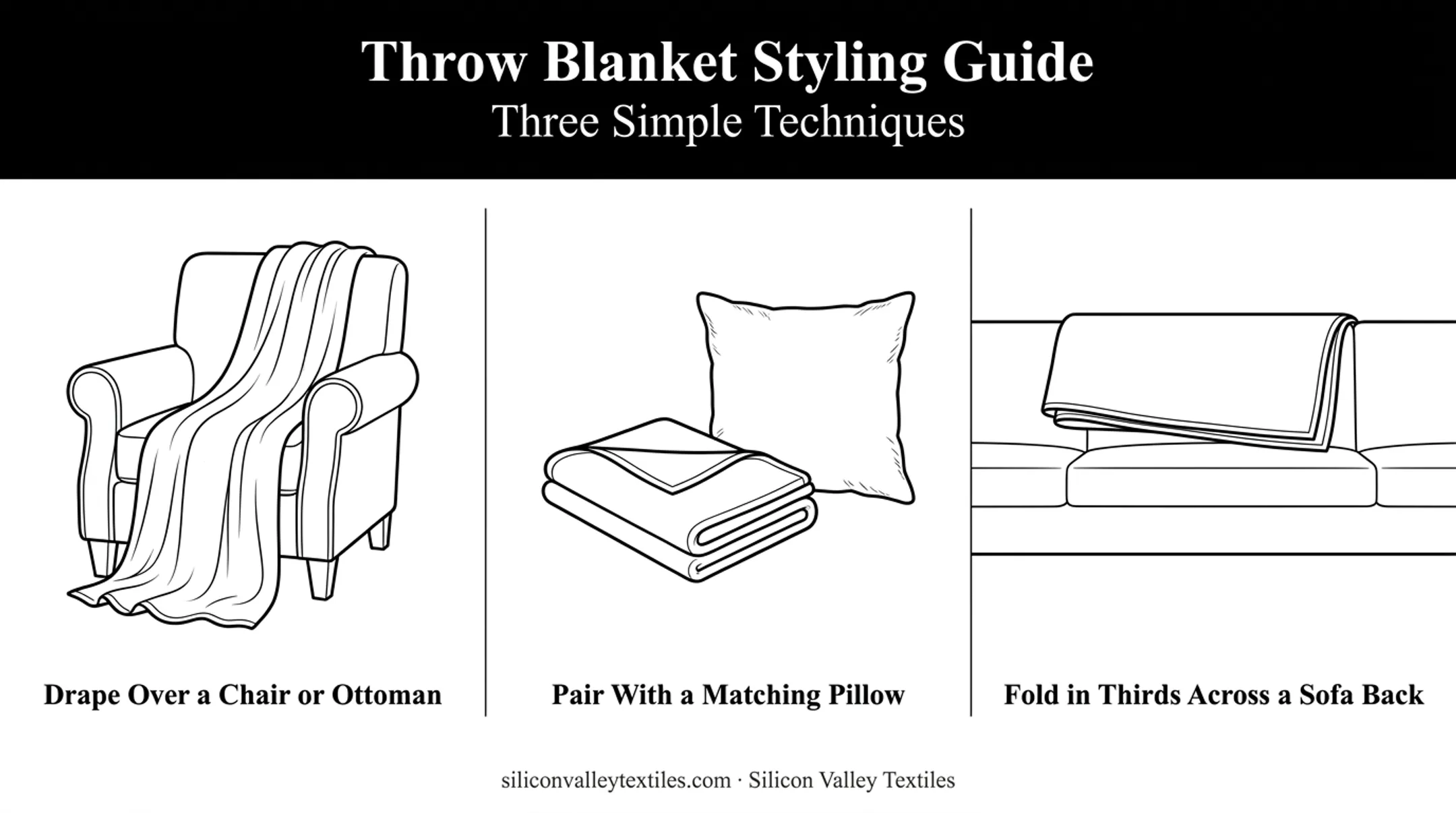 Three styling ideas for draping a 50x60 throw blanket