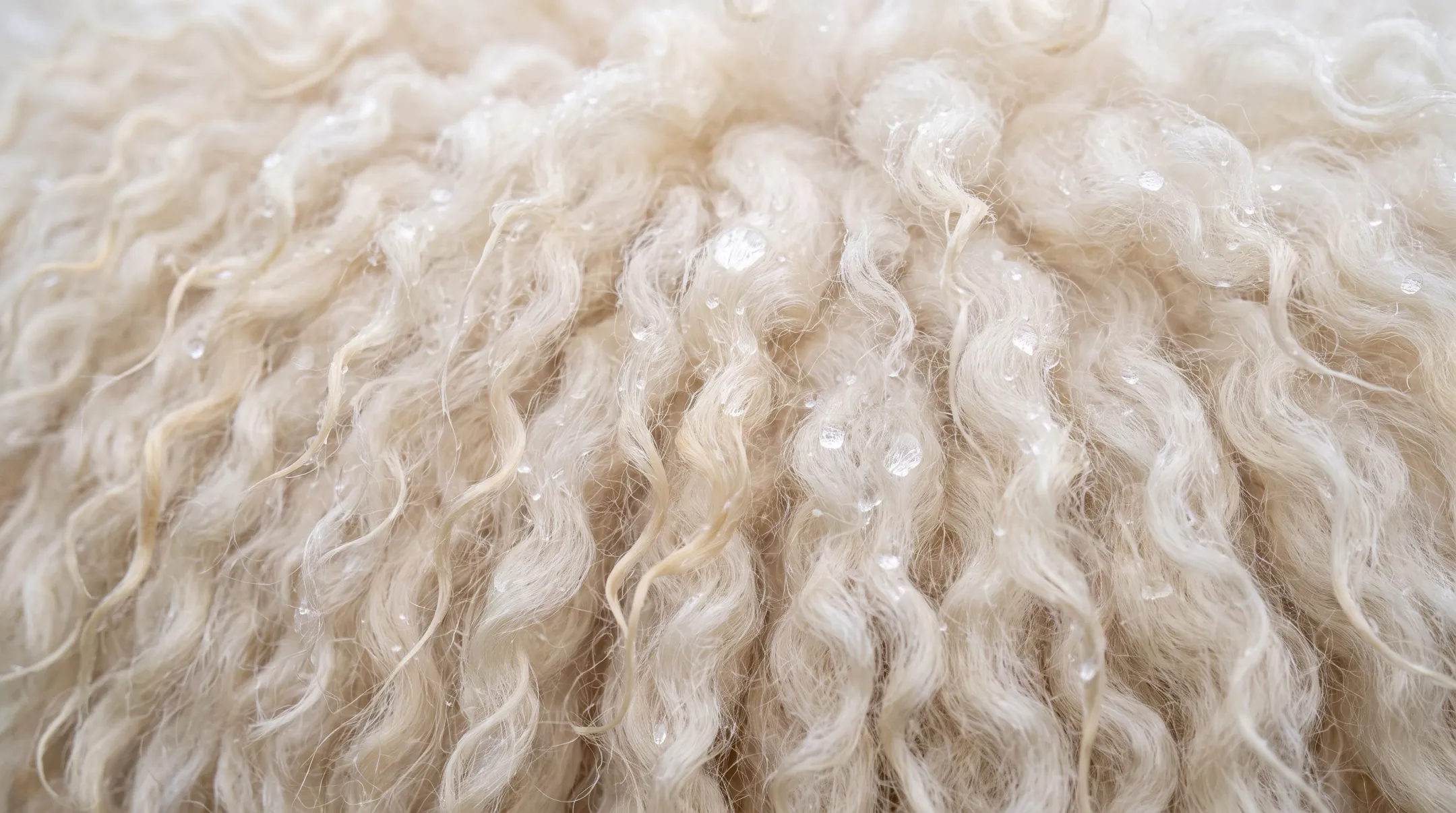 Wool fibers absorbing moisture while retaining insulating warmth properties