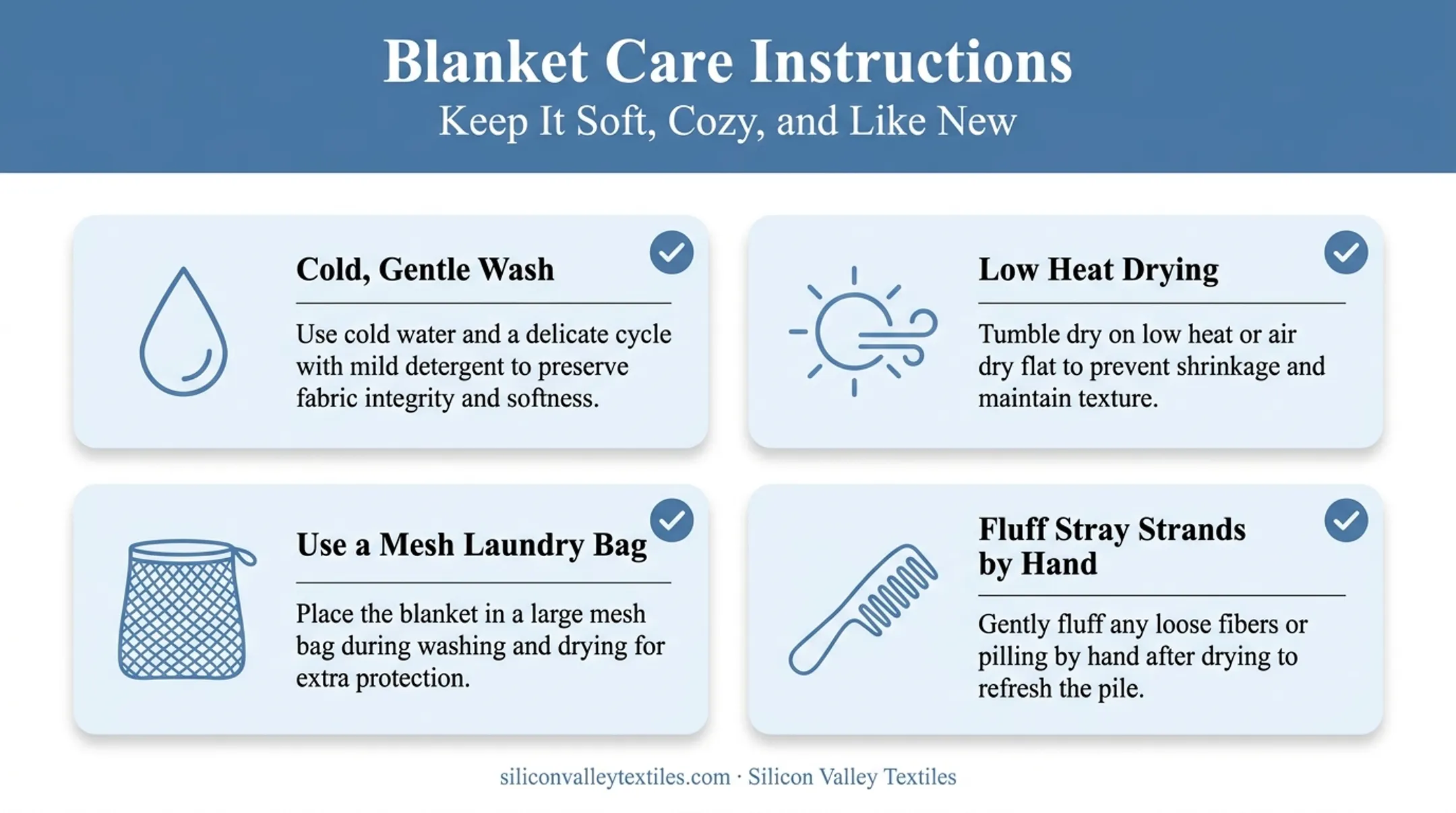 Fleece blanket care tips for washing and drying tasseled edges