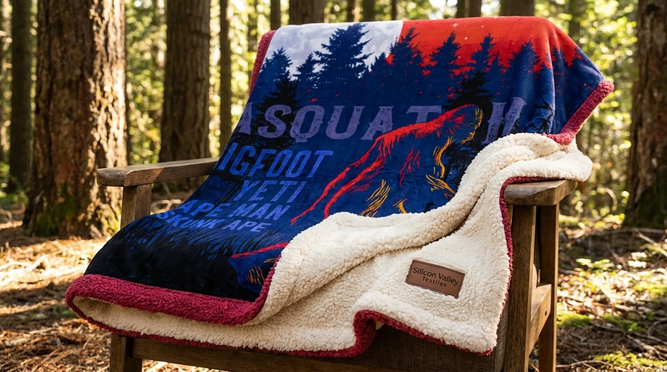 Sherpa-lined themed throw blanket with licensed sports artwork design
