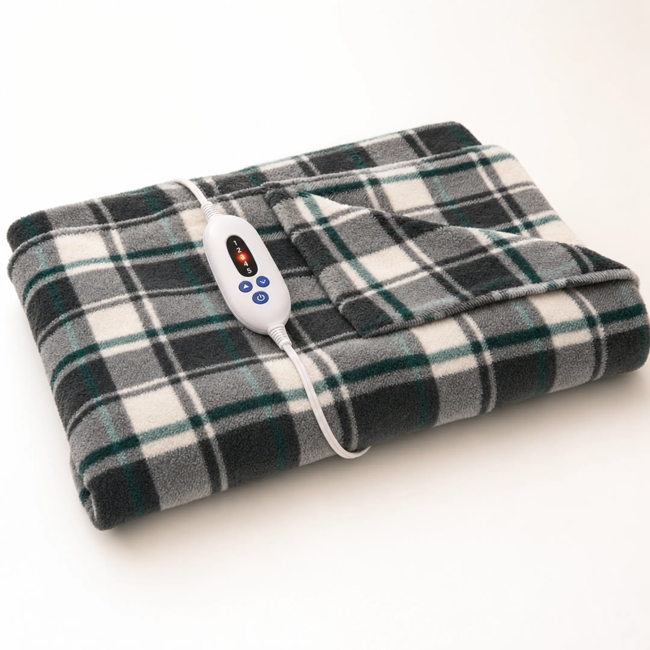 Heated electric throw blanket with adjustable warmth control settings