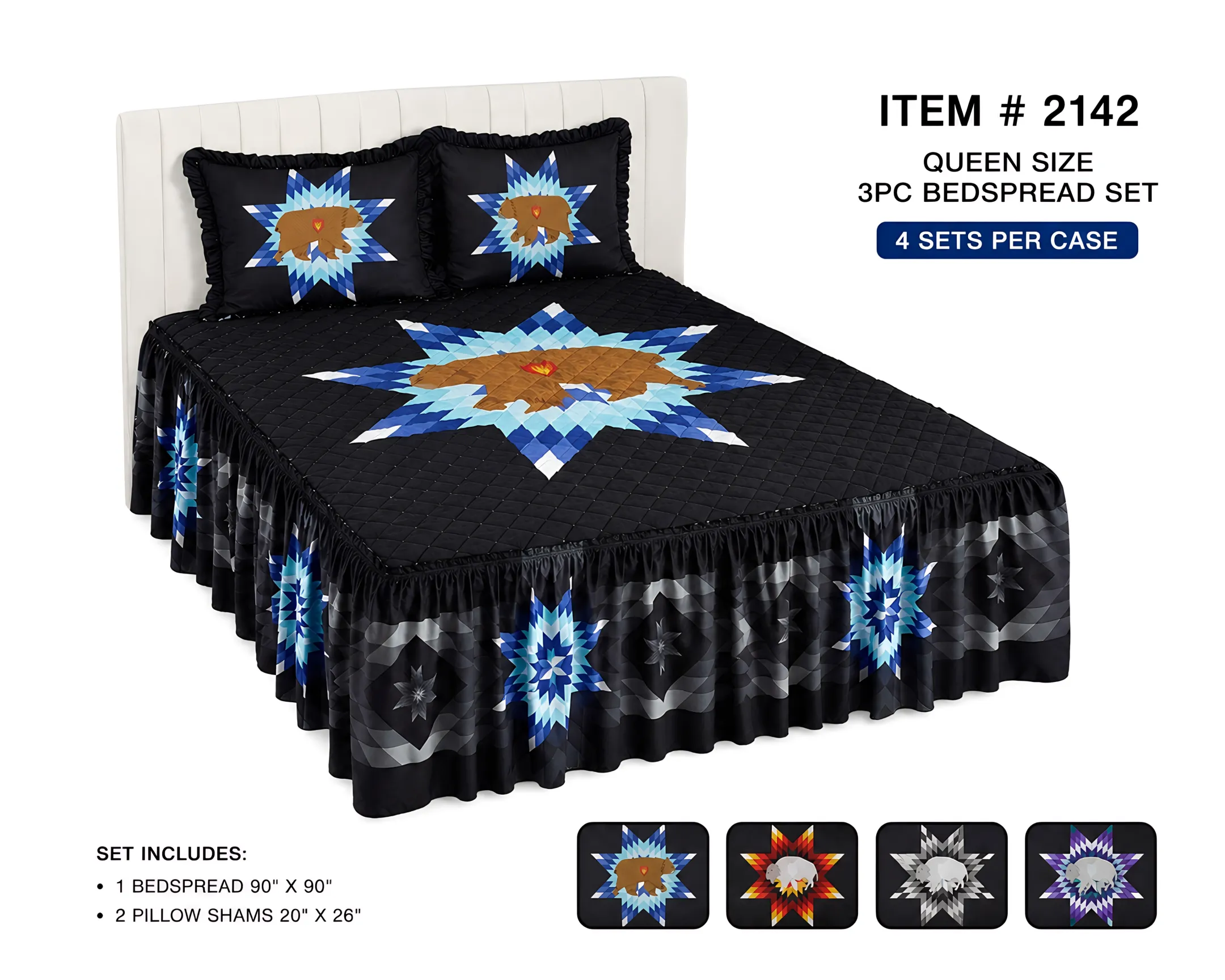 Blue Floral Printed Cotton Quilt Sets