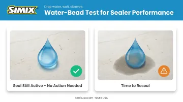 Water-bead test showing when to reseal a limestone floor