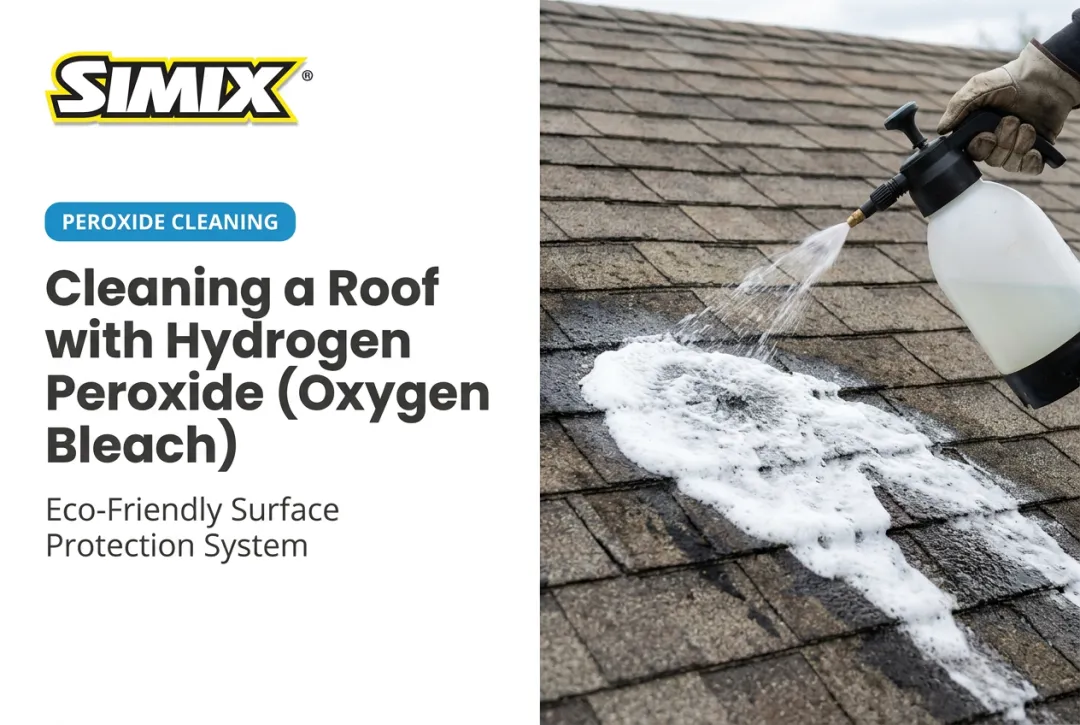 Cleaning a Roof with Hydrogen Peroxide (Oxygen Bleach)