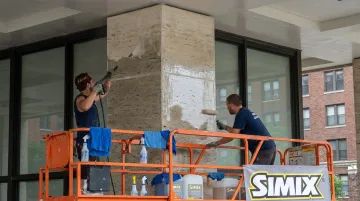 SIMIX ceramic clearcoat application on exterior concrete facade surface