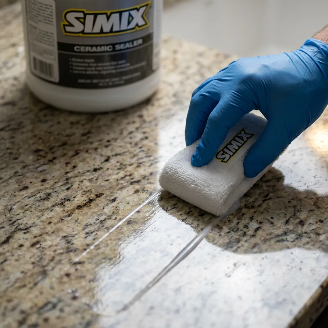 Applying clearcoat to granite countertop
