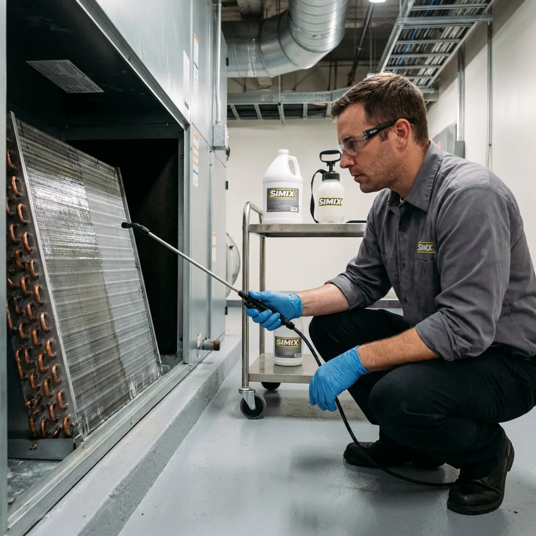 Technician applying ceramic coating to metal tubes