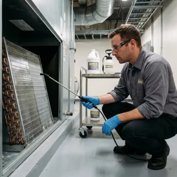 Technician applying ceramic coating to metal tubes