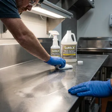 Technician applying ceramic coating to a countertop