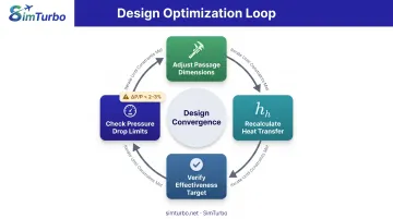 Recuperator design iteration loop showing trade-offs between effectiveness area and pressure drop