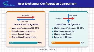 Comparison of recuperator flow configurations counterflow versus crossflow effectiveness and packaging