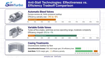 Three compressor anti-stall design innovations with effectiveness and efficiency tradeoffs