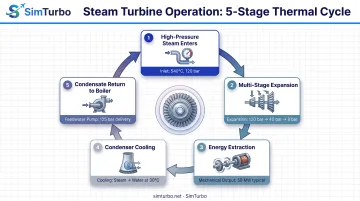 Five-stage steam turbine closed-loop cycle from high-pressure steam to condensate return